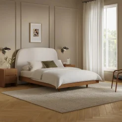 Kaleo Queen Headboard - Ivory Wool Bouclé
