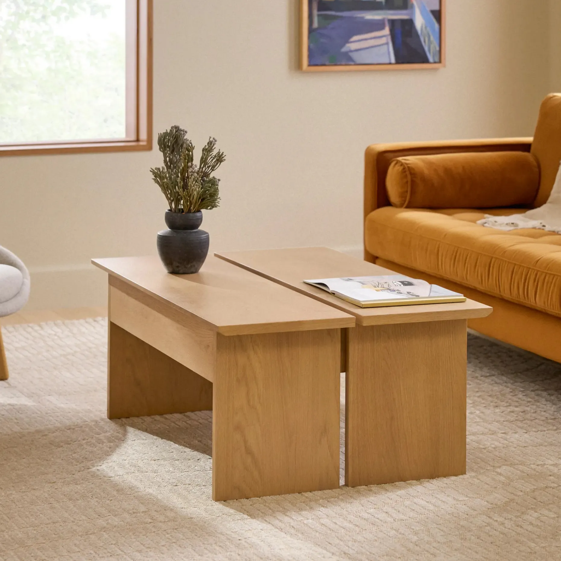 Karl 46" Lift-Top Storage Coffee Table - White Oak