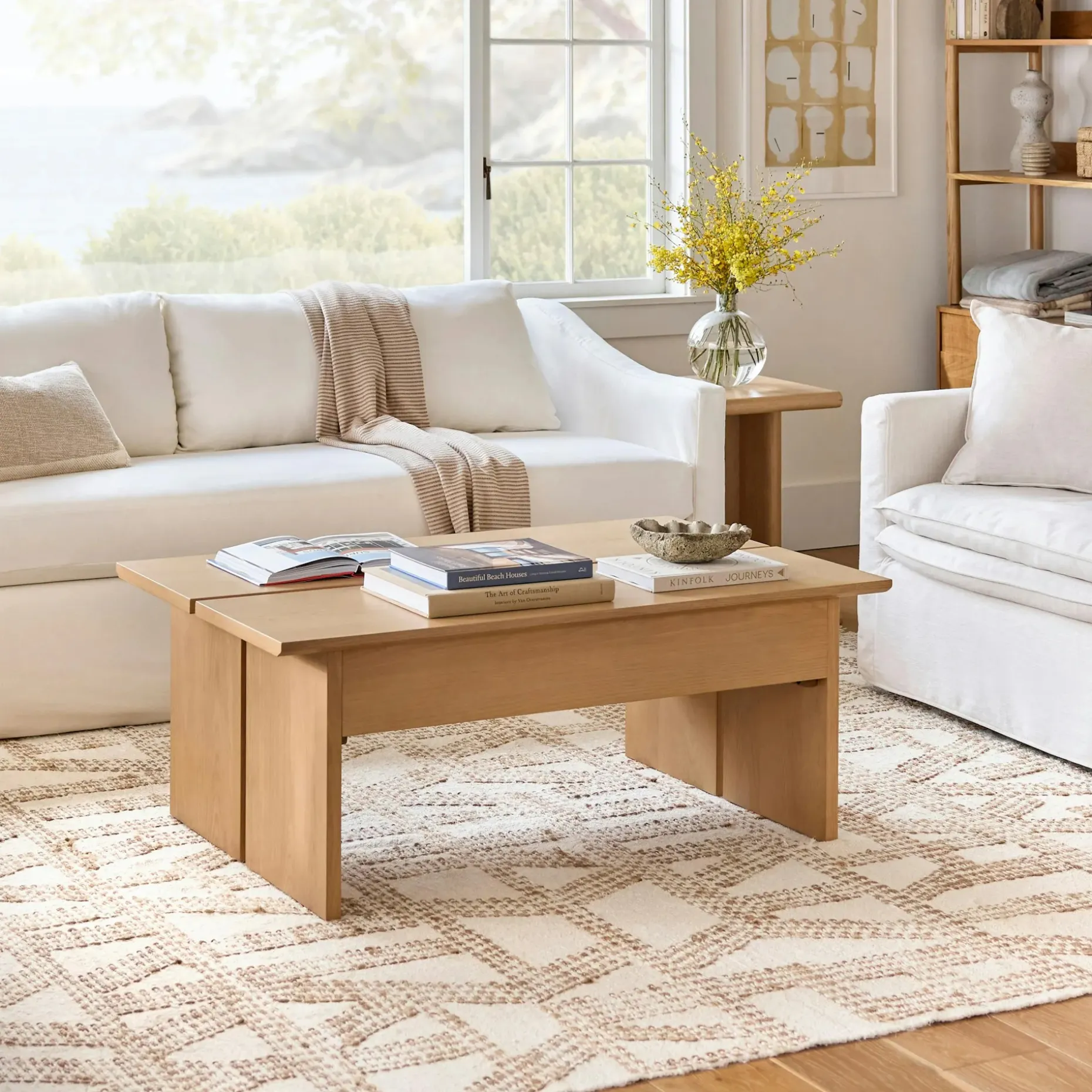 Karl 46" Lift-Top Storage Coffee Table - White Oak