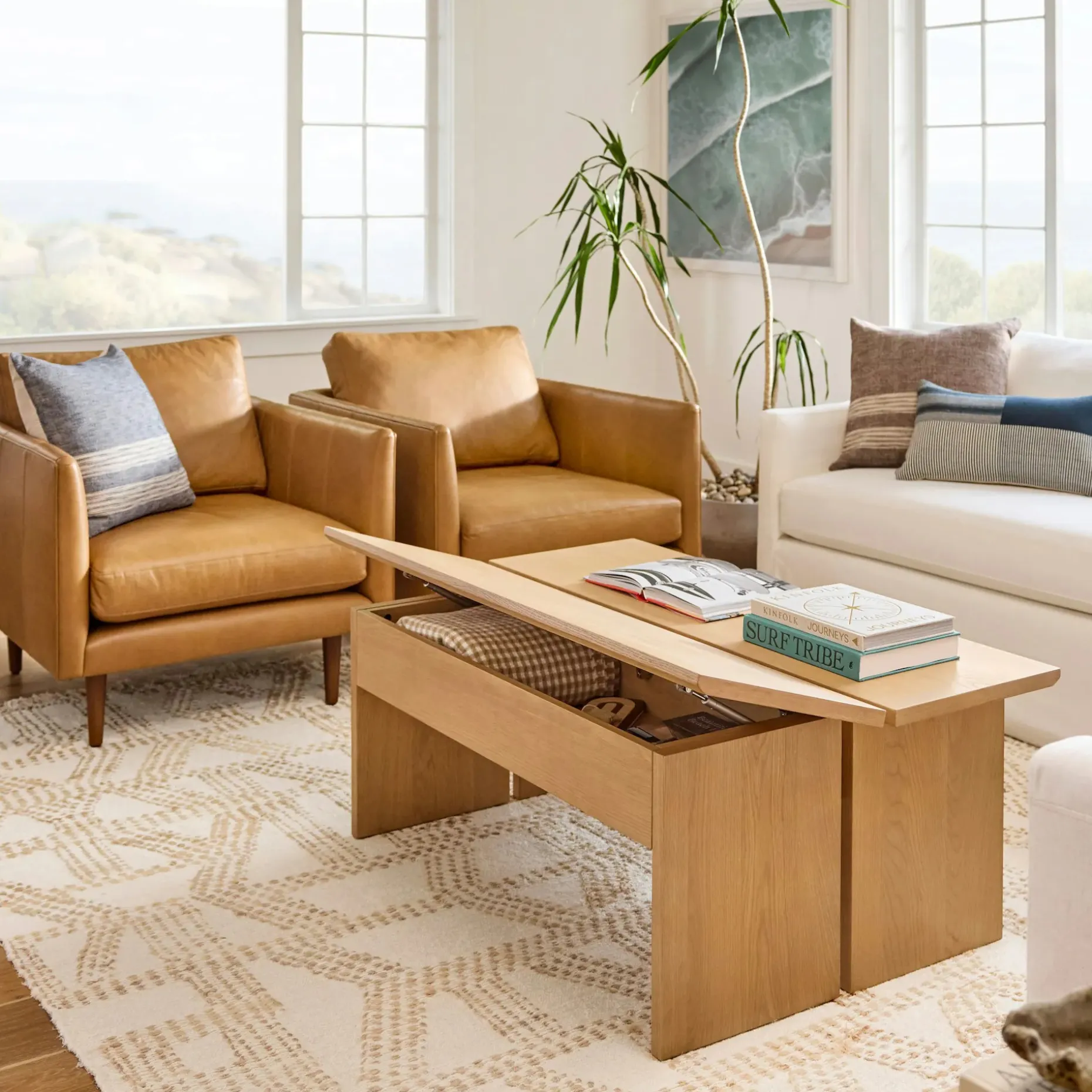 Karl 46" Lift-Top Storage Coffee Table - White Oak
