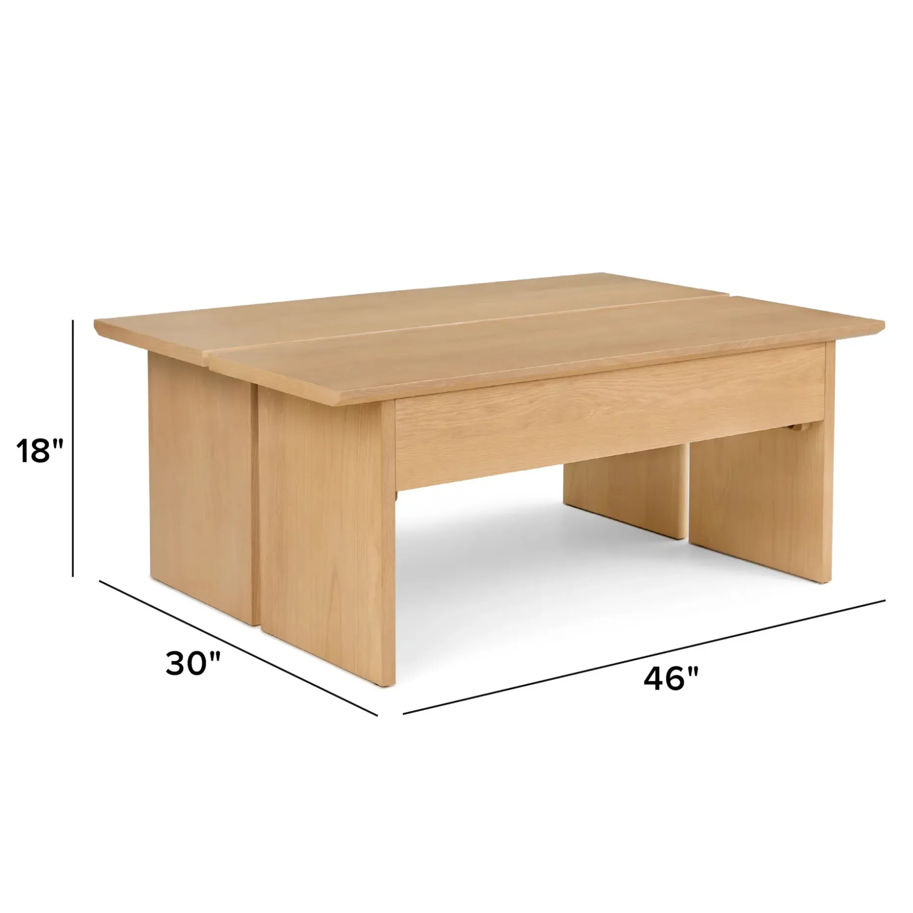 Karl 46" Lift-Top Storage Coffee Table - White Oak