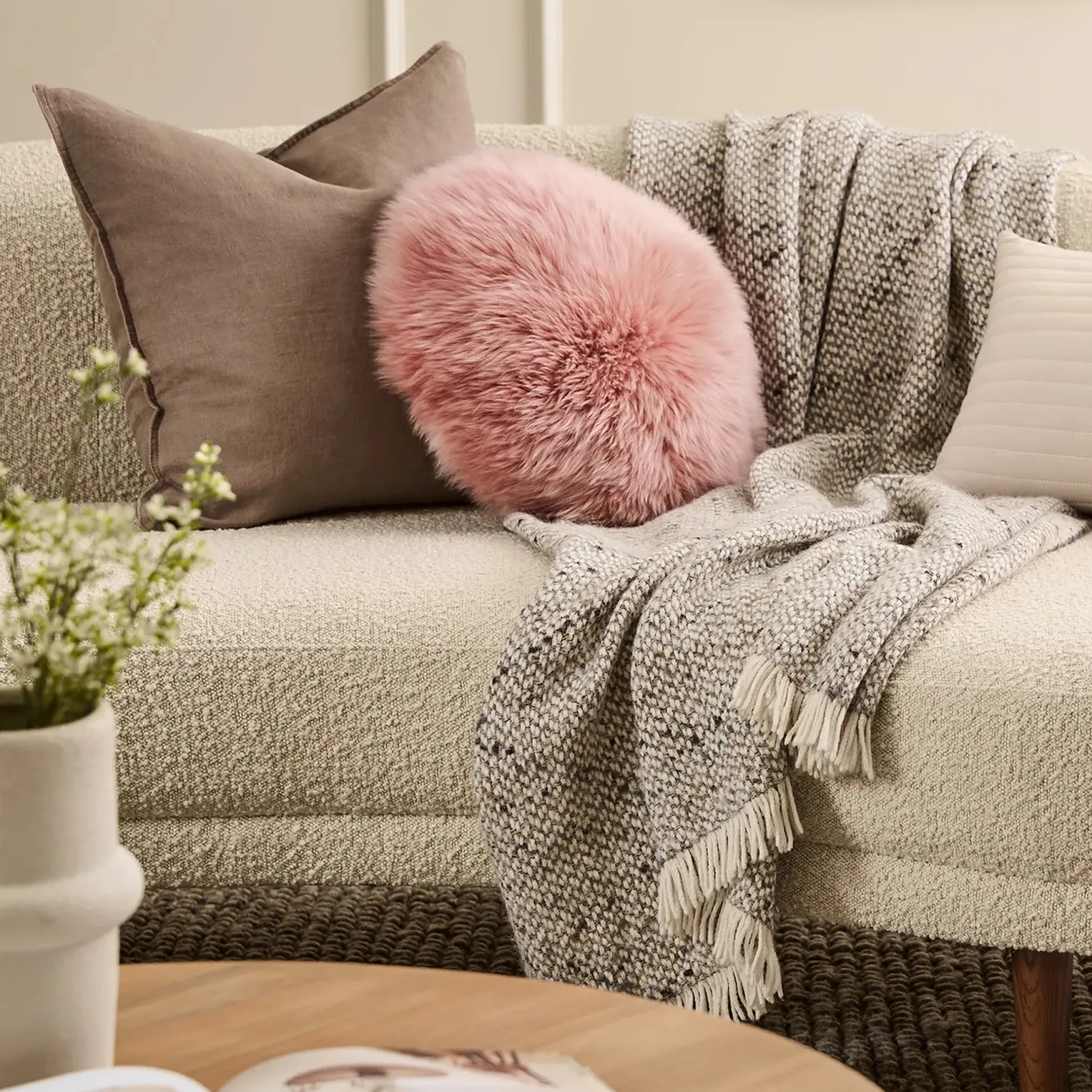 Kayra 87" Sofa - Ivory Bouclé