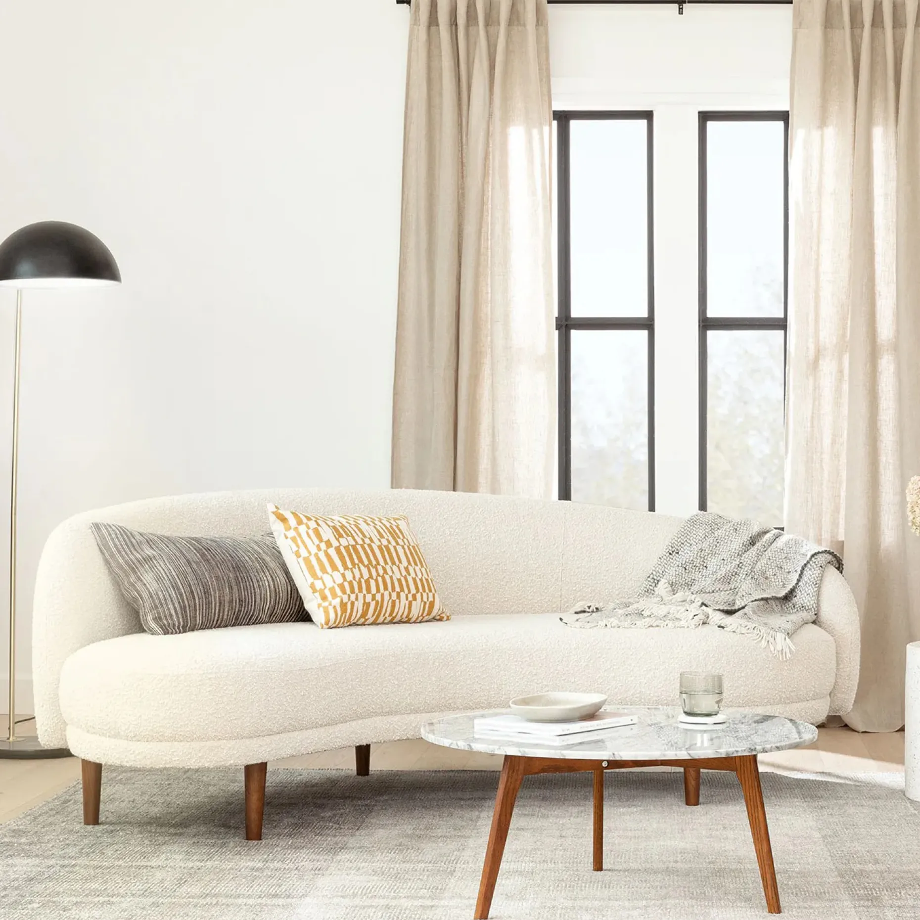 Kayra 87" Sofa - Ivory Bouclé