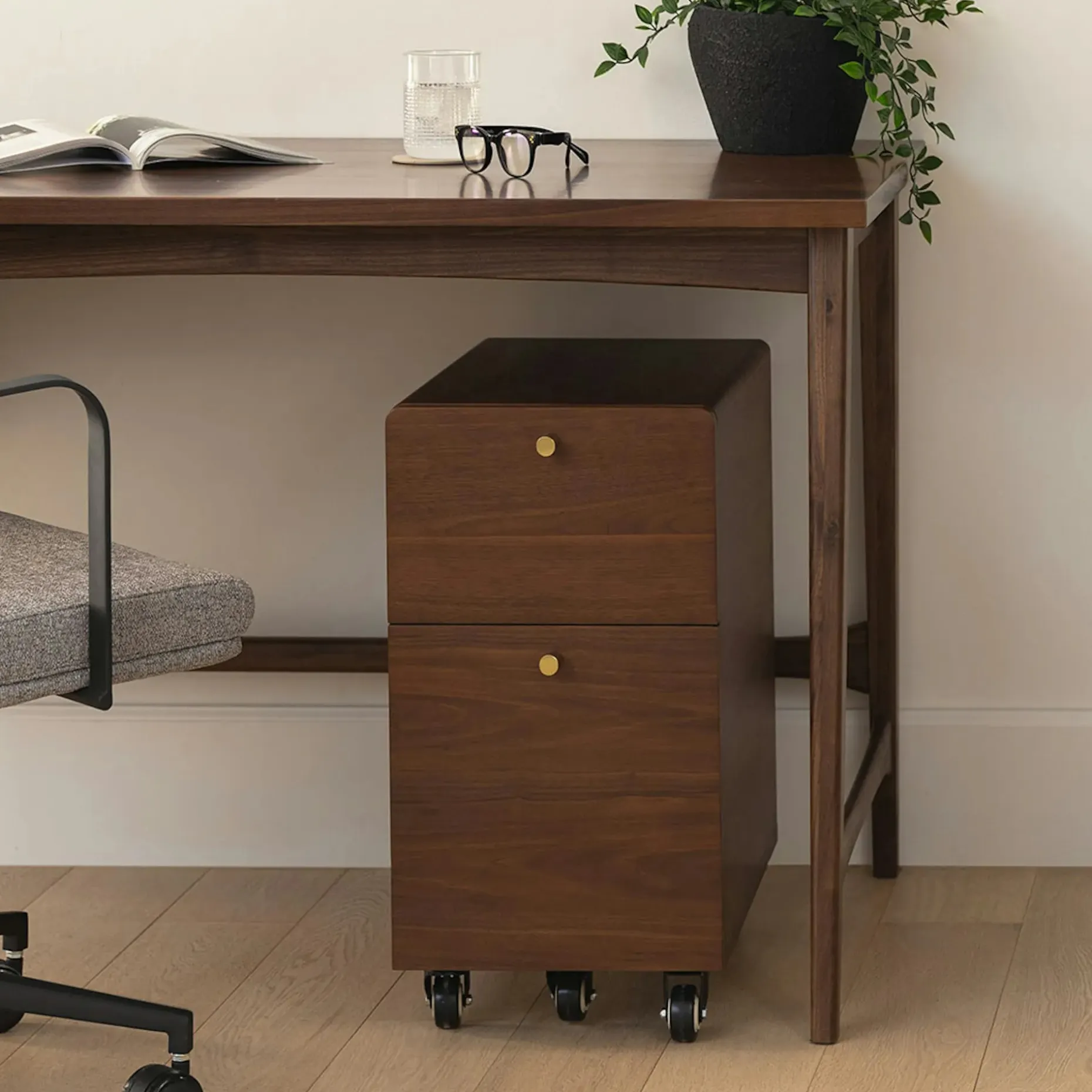 Krossa 12" File Cabinet - Walnut