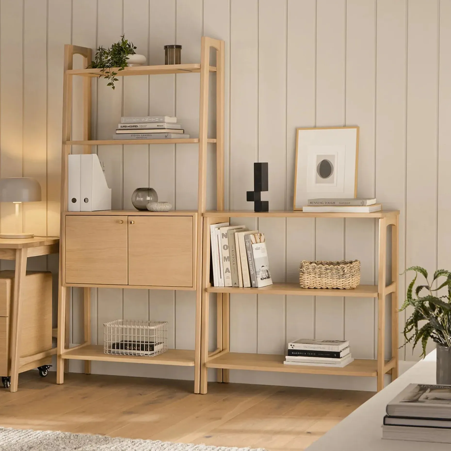 Krossa 36" Shelving Unit, Short - White Oak