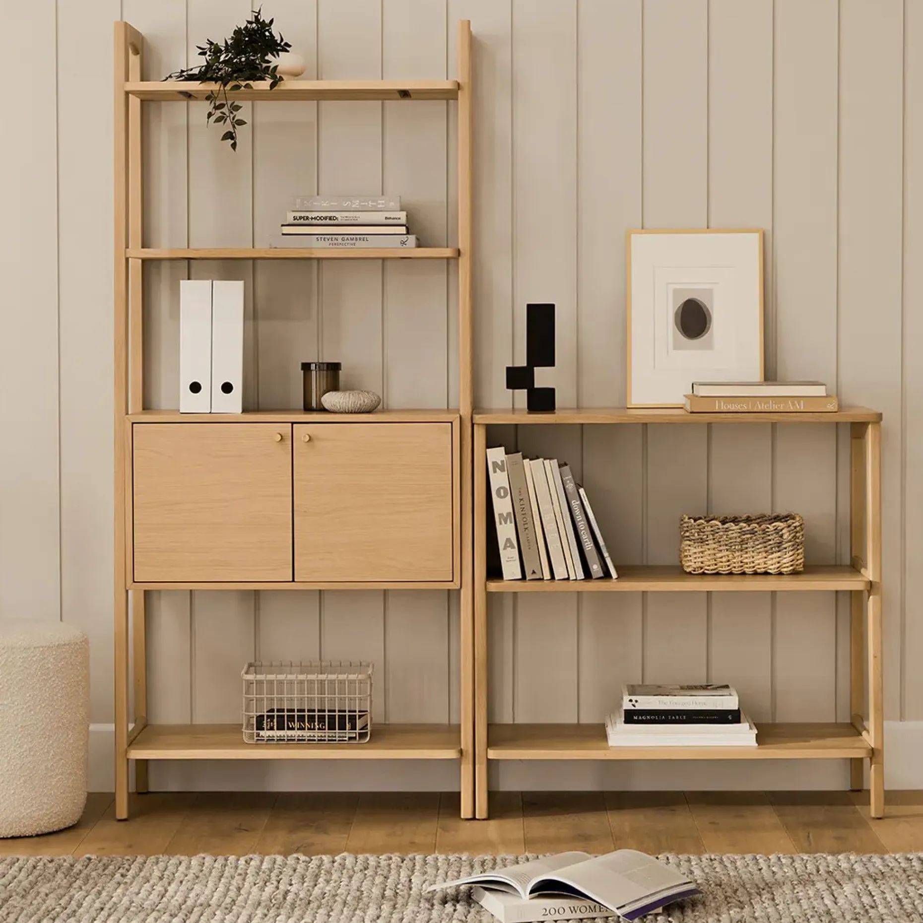 Krossa 36" Shelving Unit, Short - White Oak