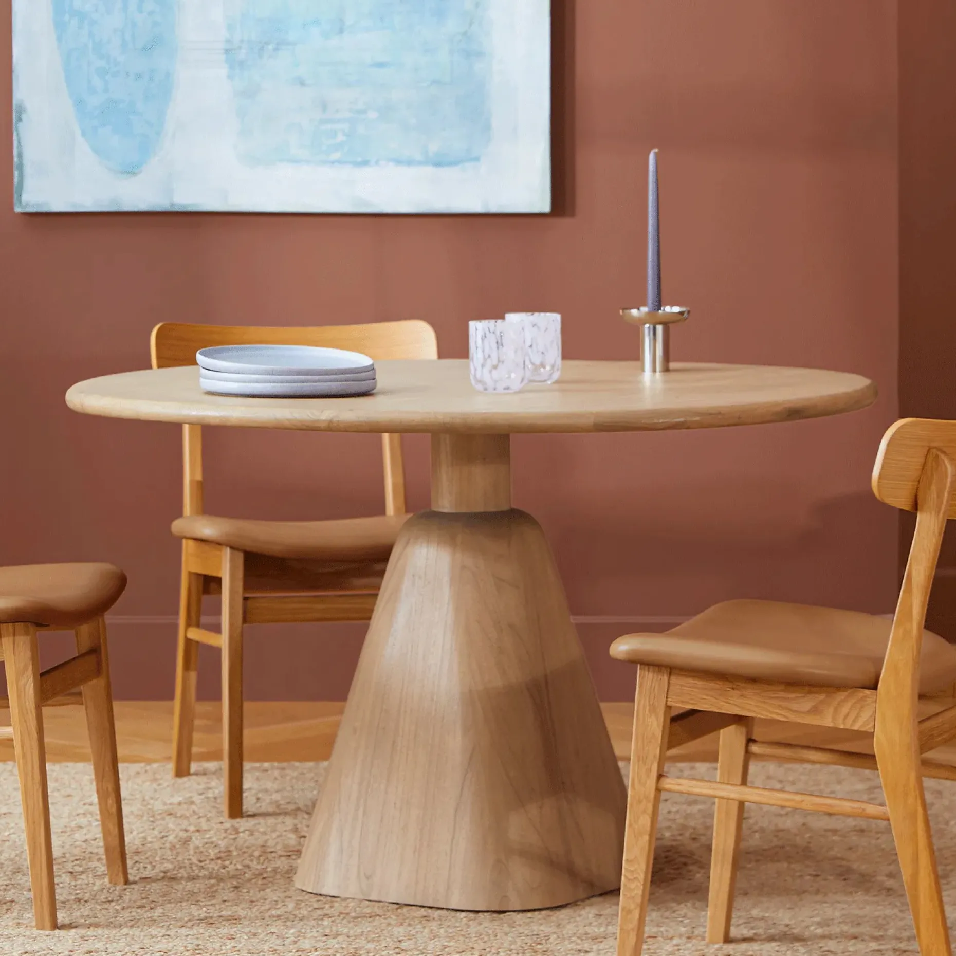 Kurasi 48" Solid Wood Round Dining Table - Natural