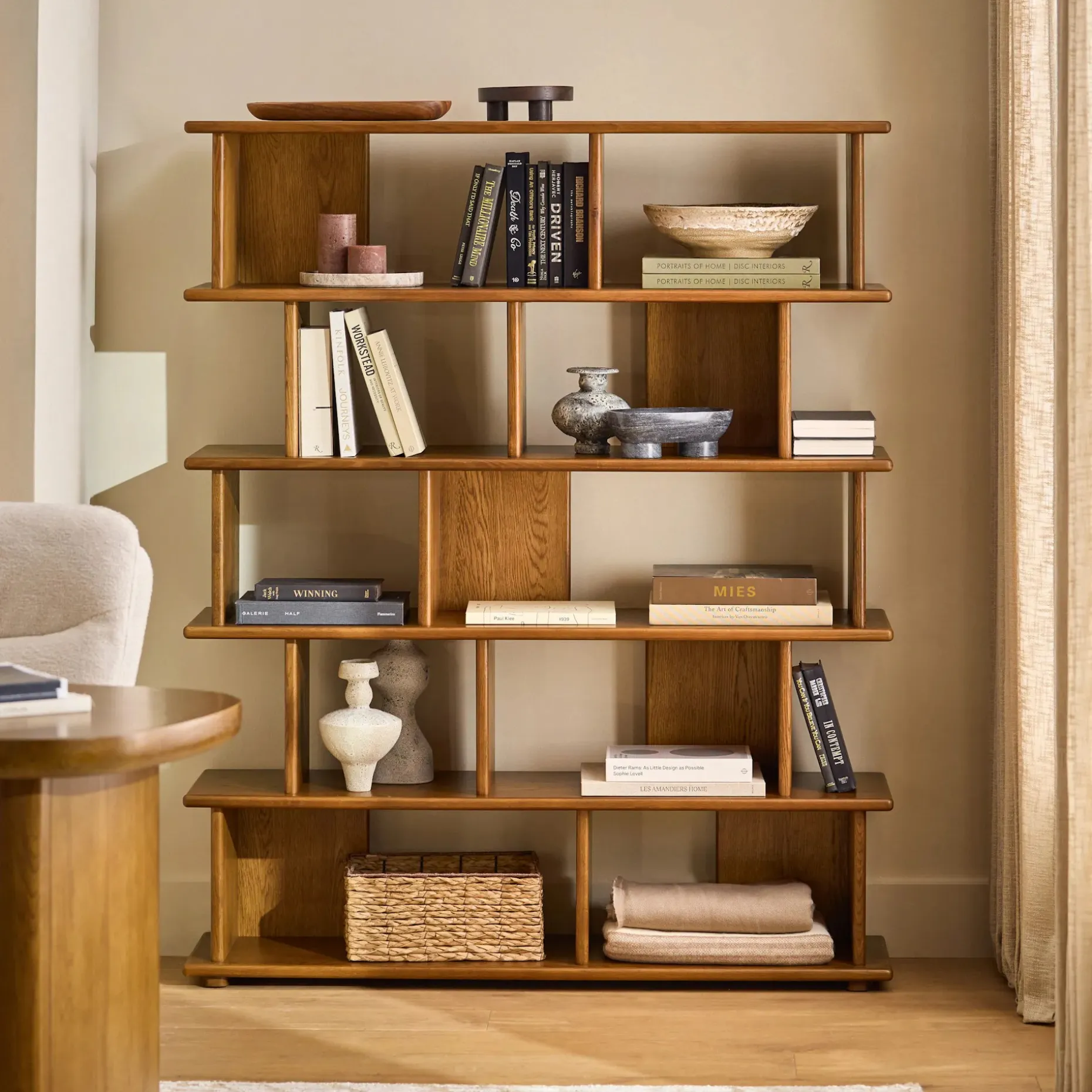 Lafora 53" Bookcase, Tall - Smoked Oak