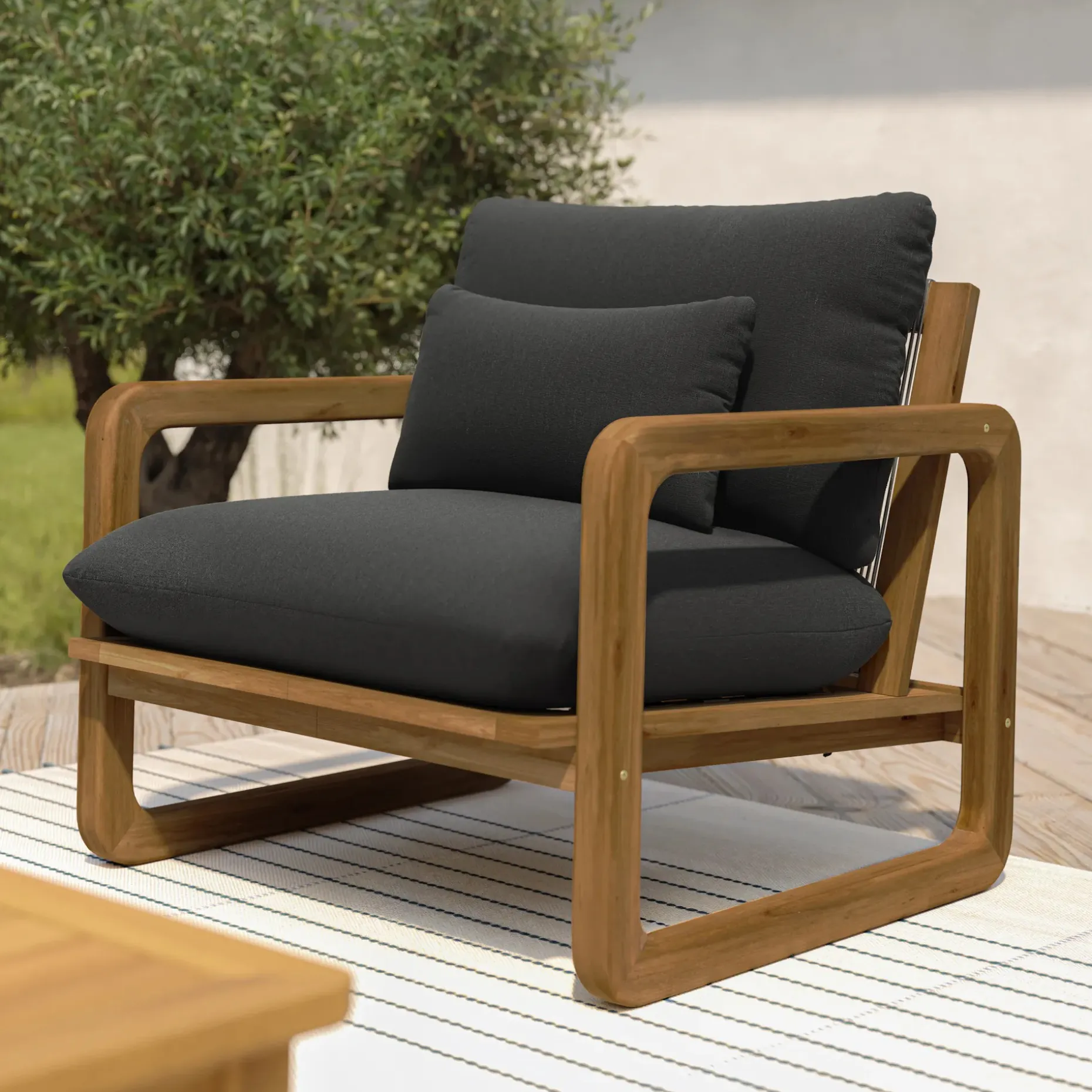 Laholm 36.5" Outdoor Lounge Chair - Dravite Black
