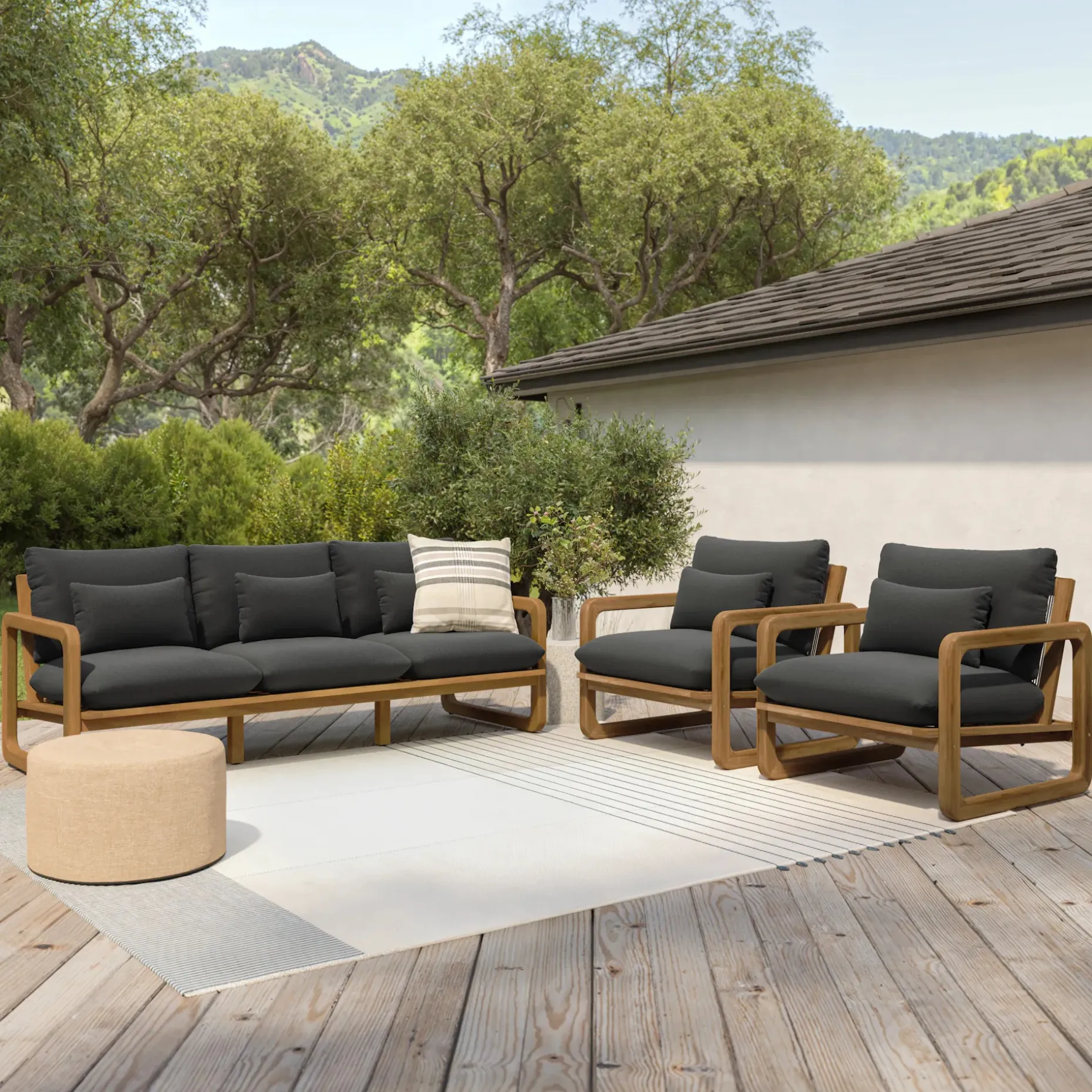 Laholm 36.5" Outdoor Lounge Chair - Dravite Black