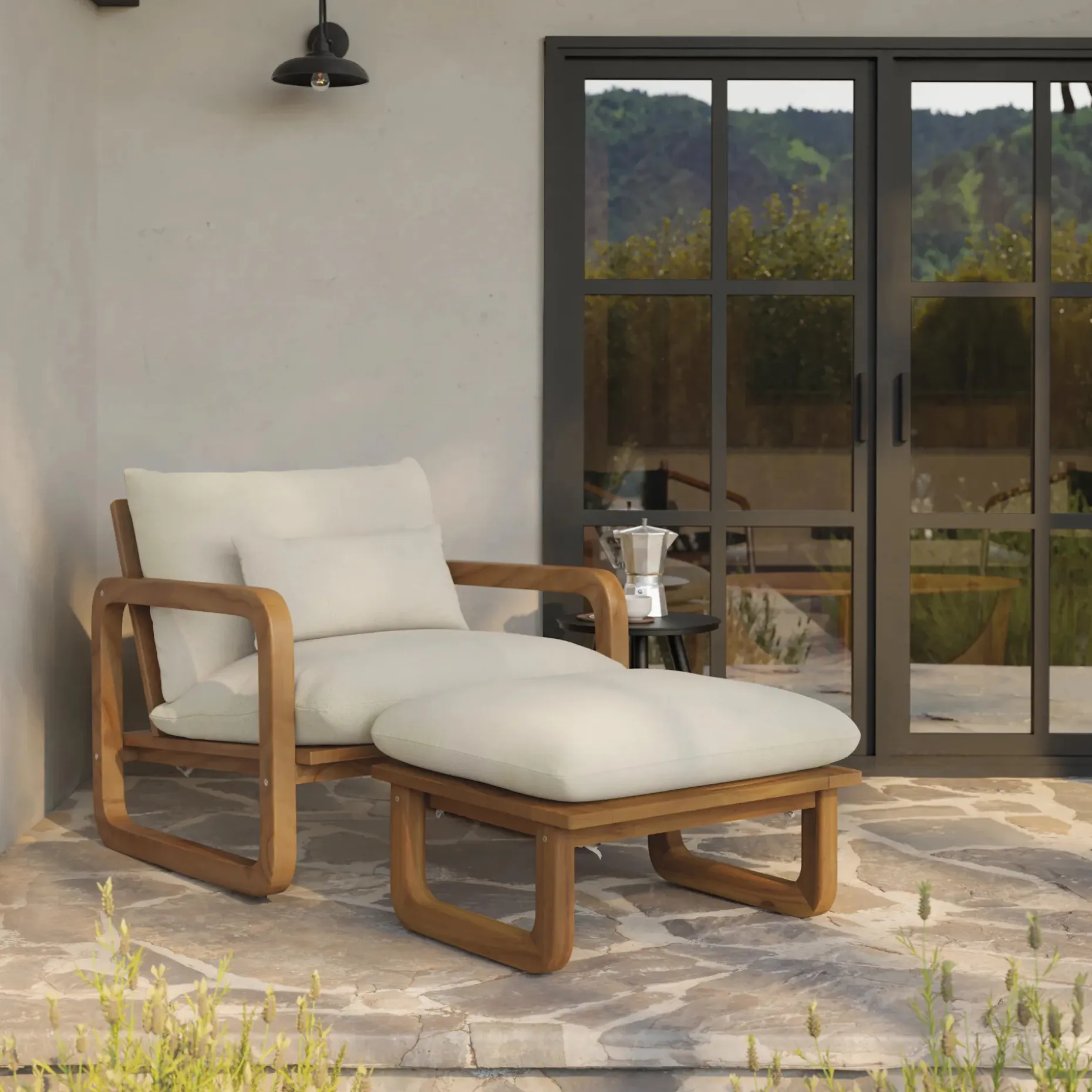 Laholm 36.5" Outdoor Lounge Chair - Dravite Ivory