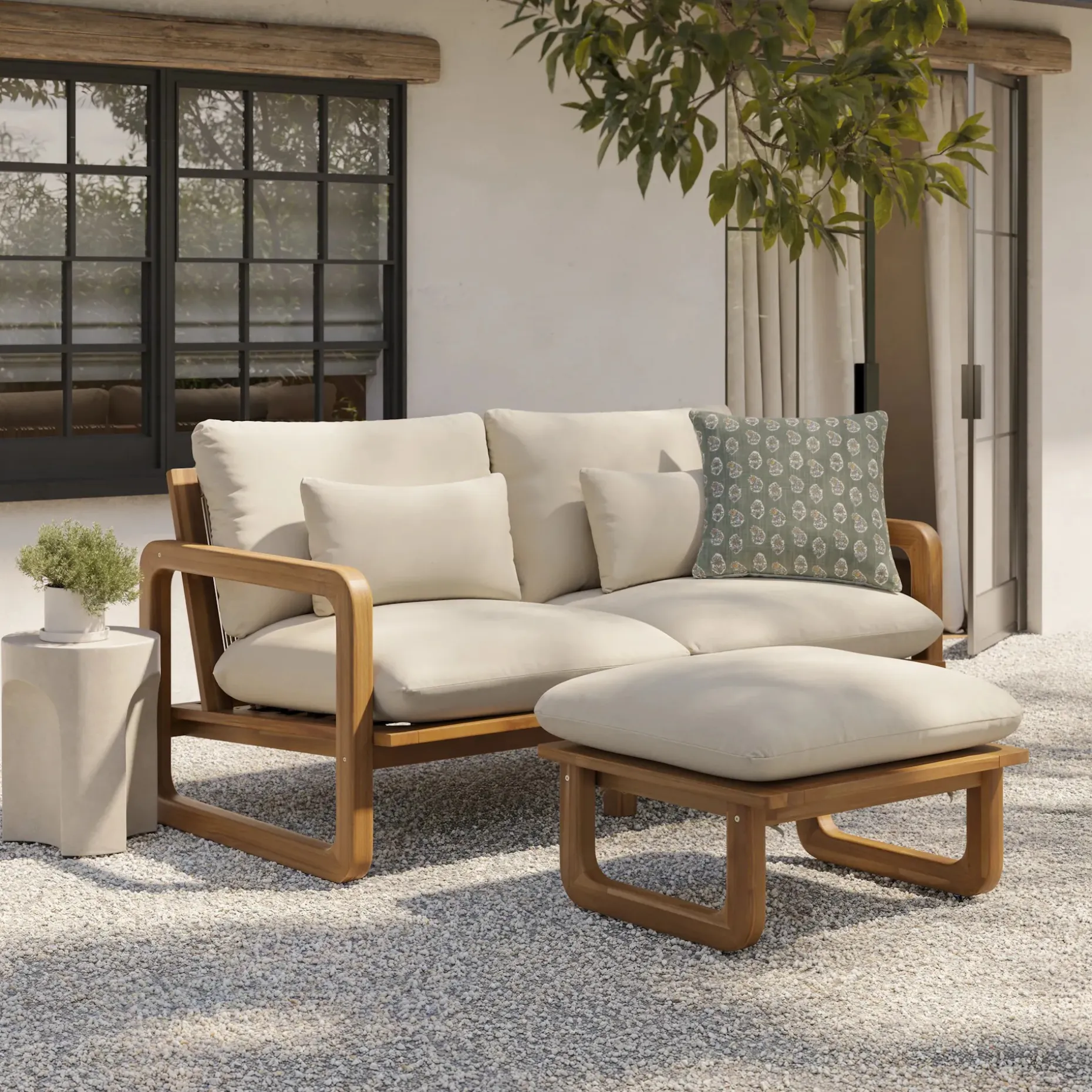 Laholm 70" Outdoor Loveseat - Dravite Ivory