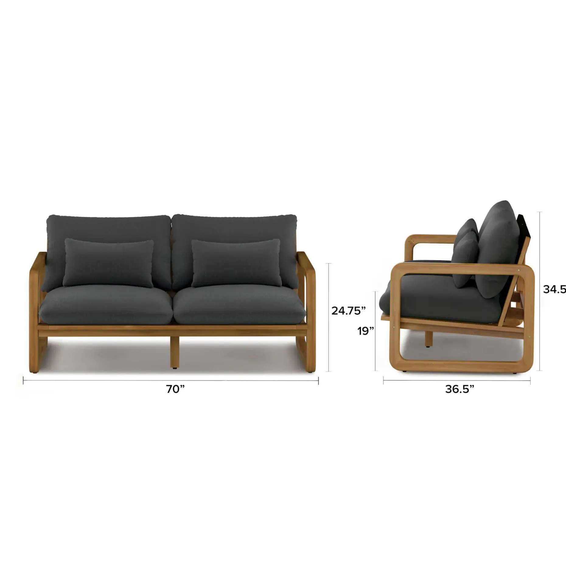 Laholm 70" Outdoor Loveseat - Dravite Black