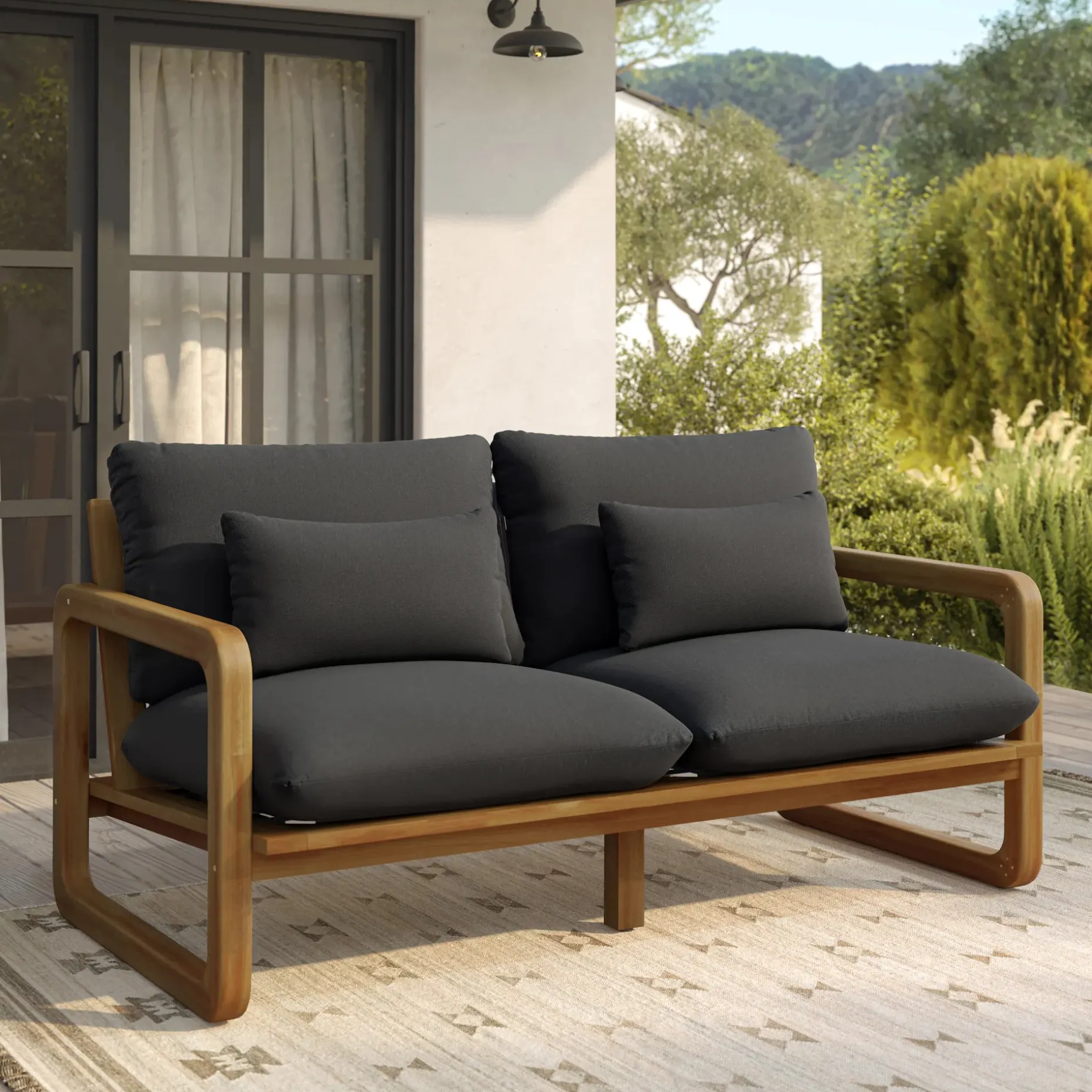 Laholm 70" Outdoor Loveseat - Dravite Black