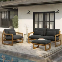 Laholm 29" Outdoor Ottoman - Dravite Black