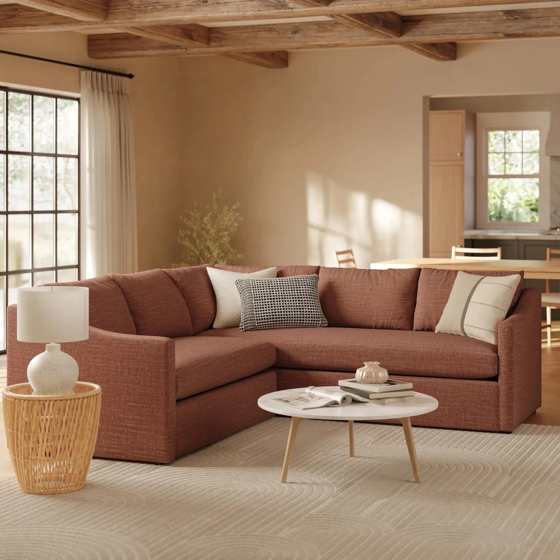Landry 91" Corner Sectional - Napa Rust