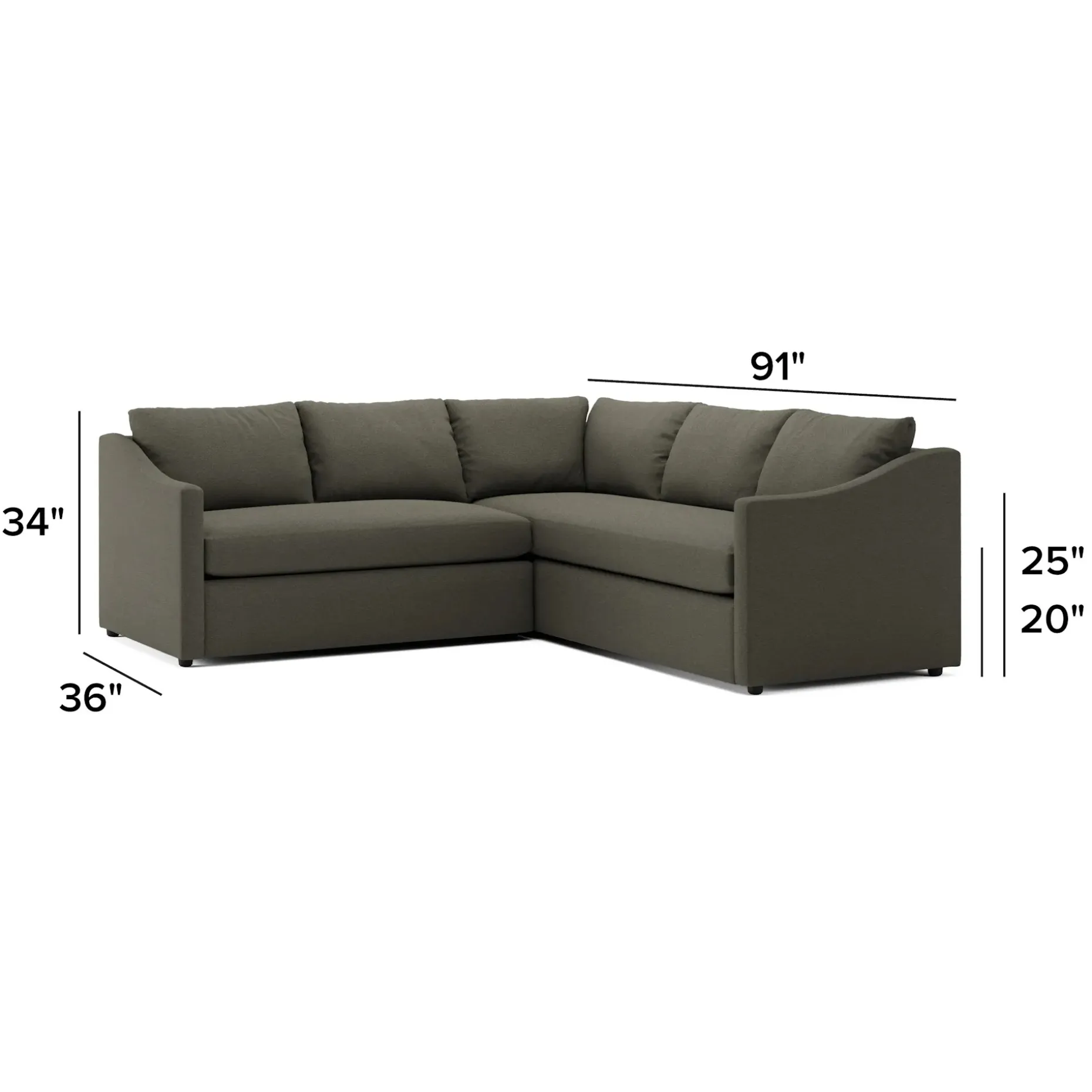 Landry 91" Corner Sectional - Silver Moss