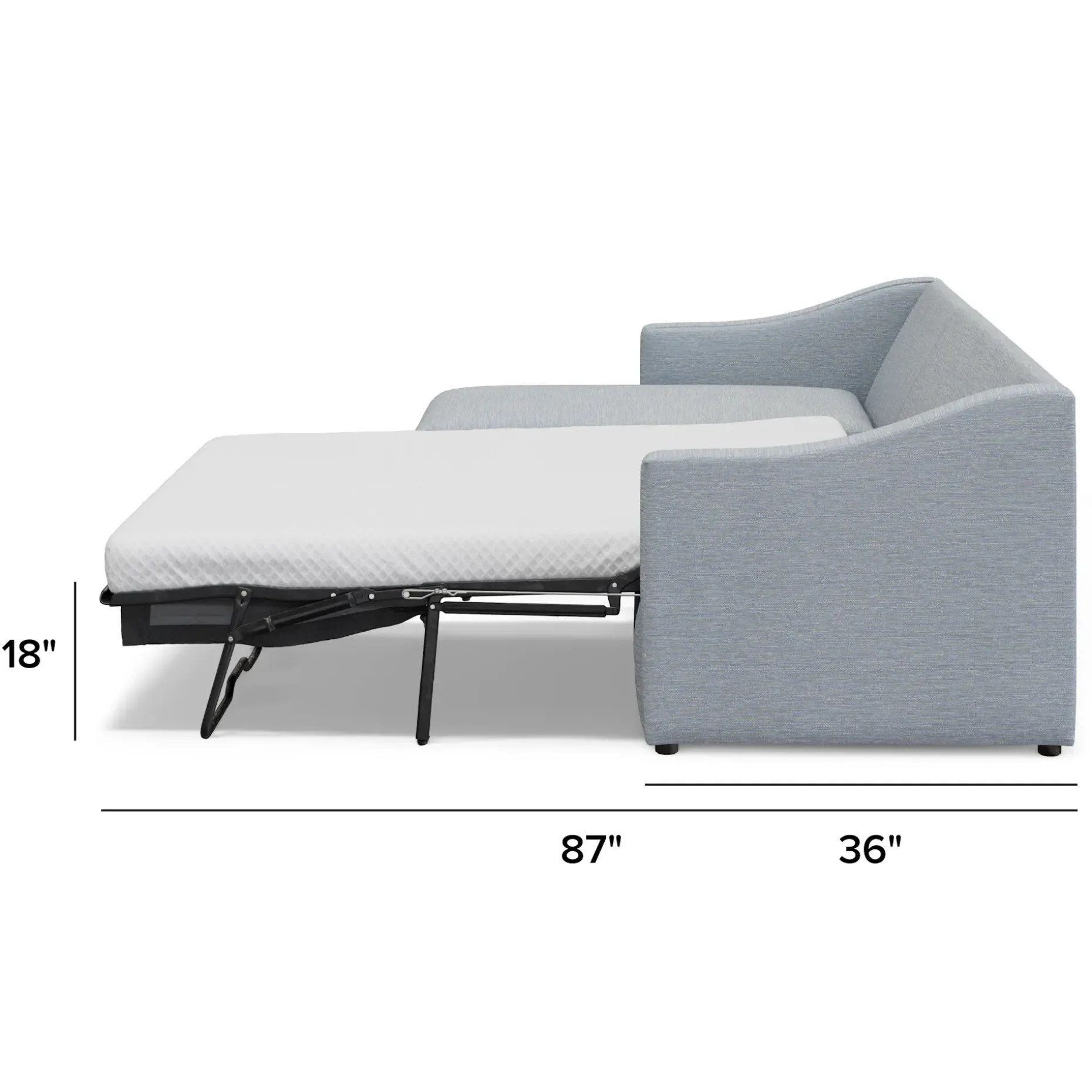 Landry 109" Left Storage Sleeper Sectional - Silver Light Blue