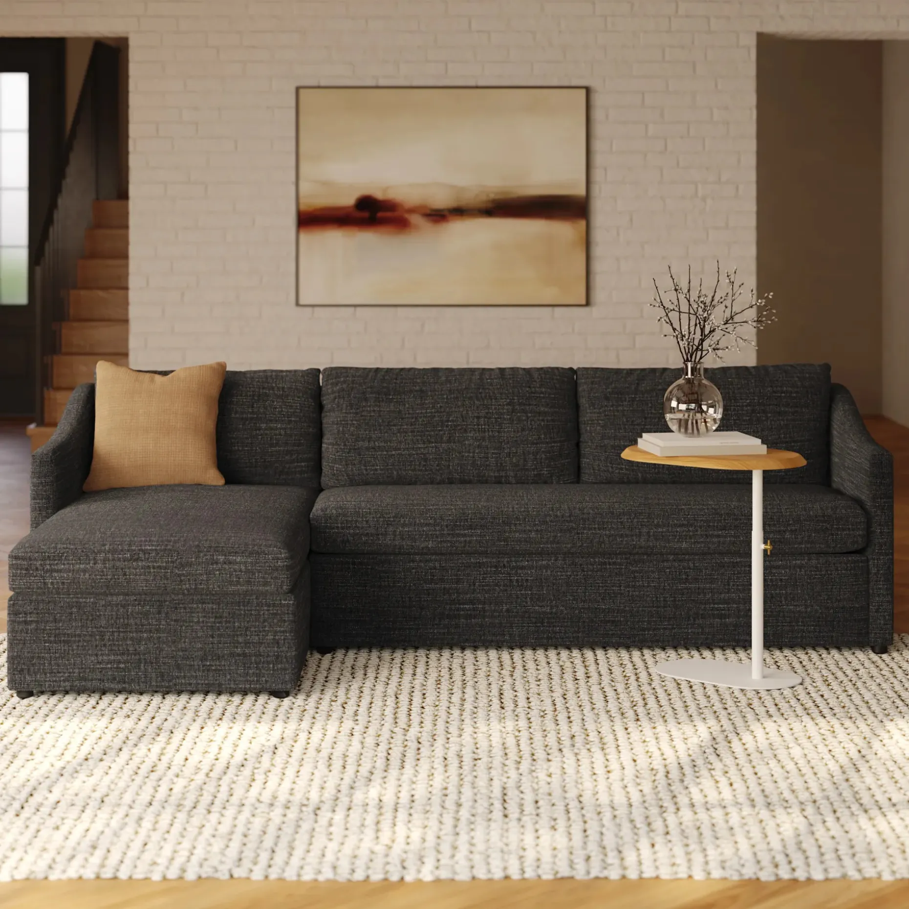 Landry 109" Left Storage Sleeper Sectional - Napa Charcoal