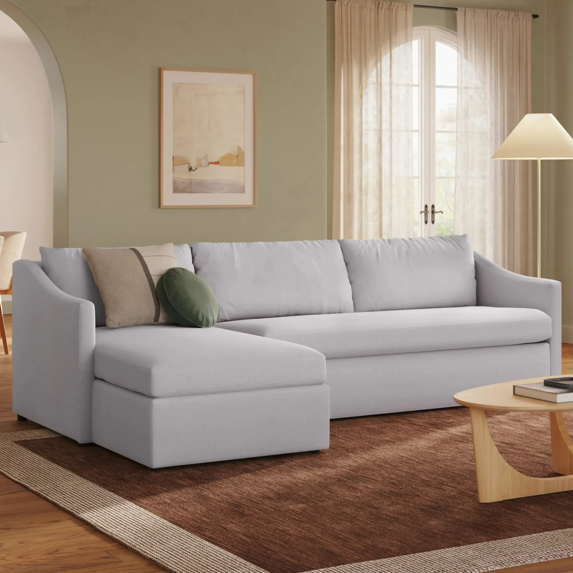 Landry 109" Left Storage Sleeper Sectional - Silver Ivory
