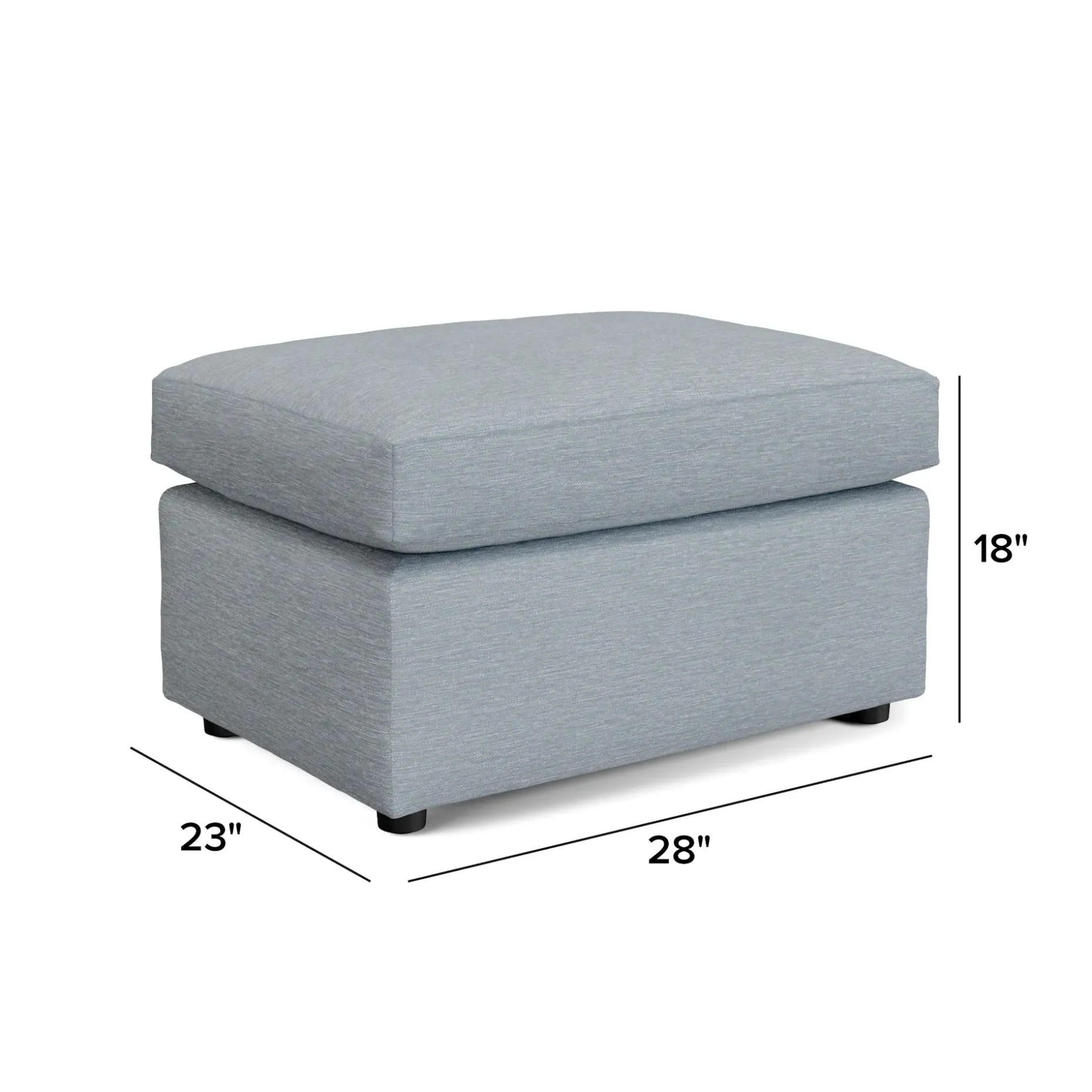Landry 28" Ottoman - Silver Light Blue