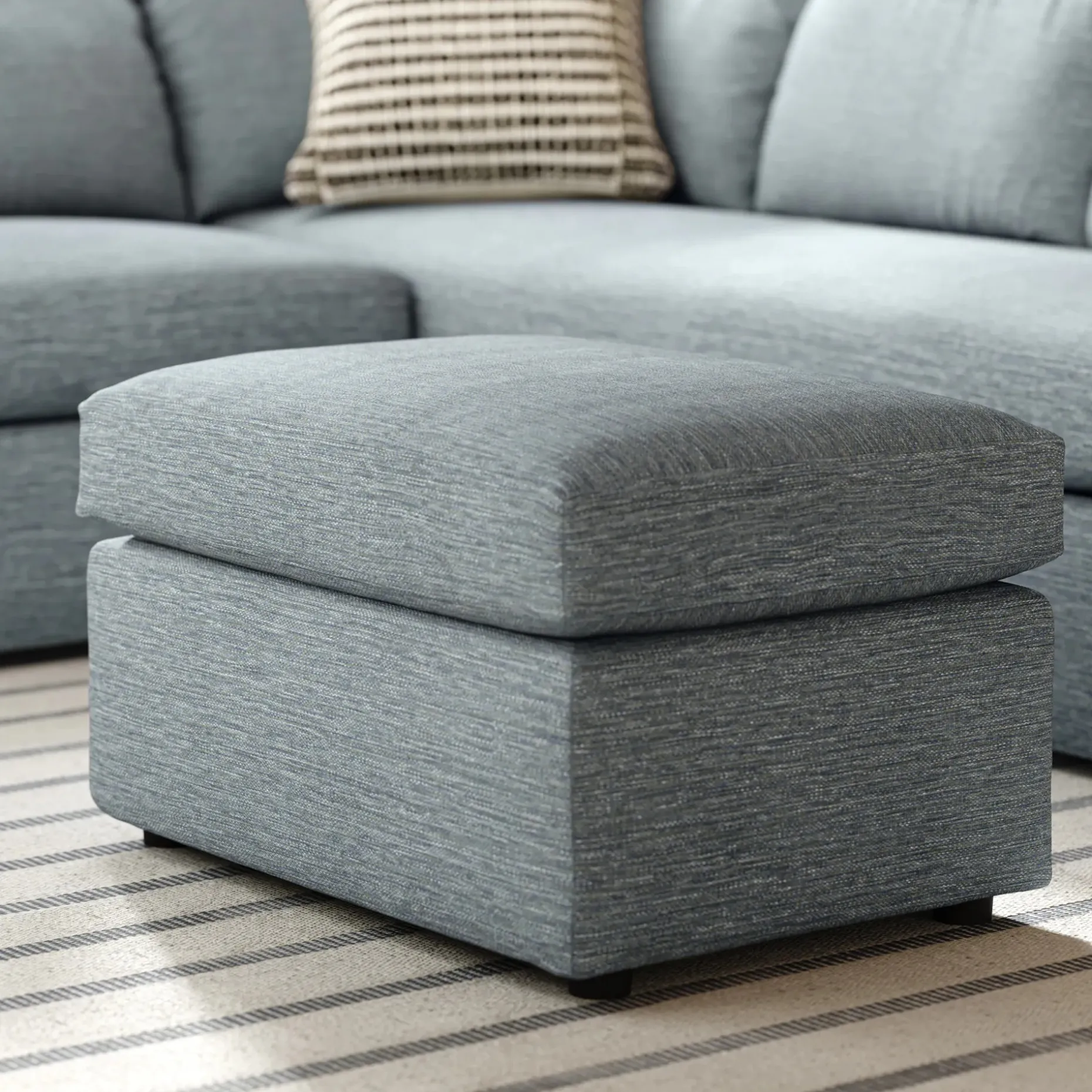 Landry 28" Ottoman - Silver Light Blue