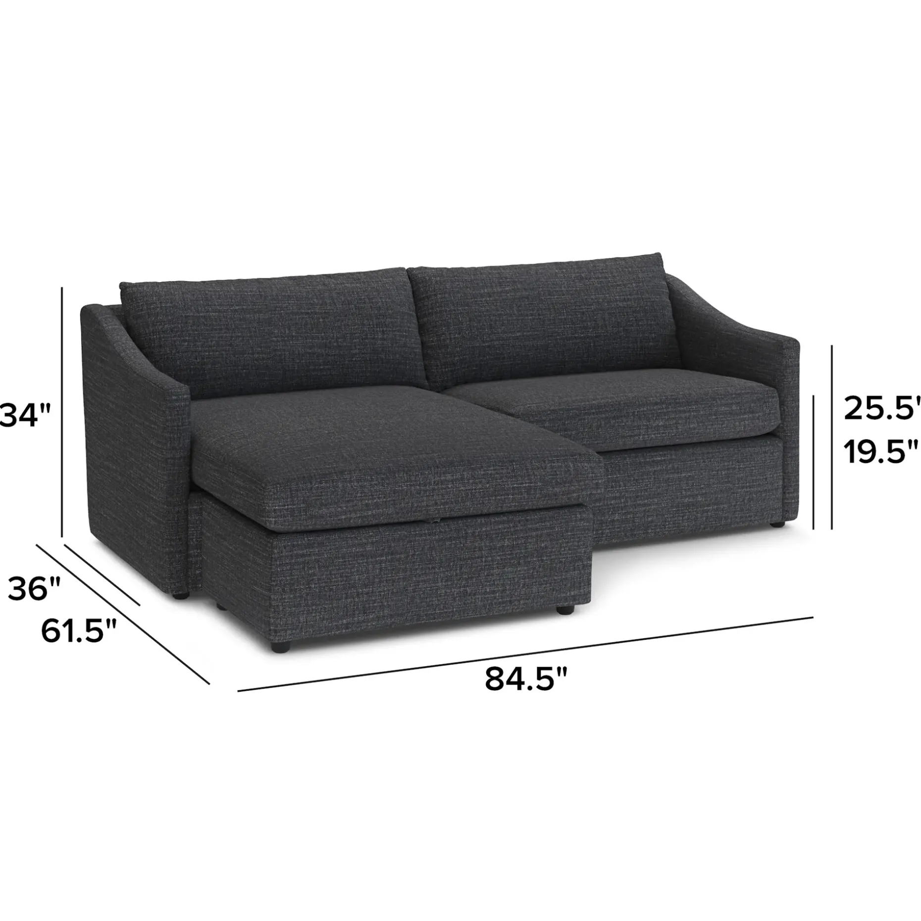 Landry 84.5" Reversible Storage Sectional - Napa Charcoal