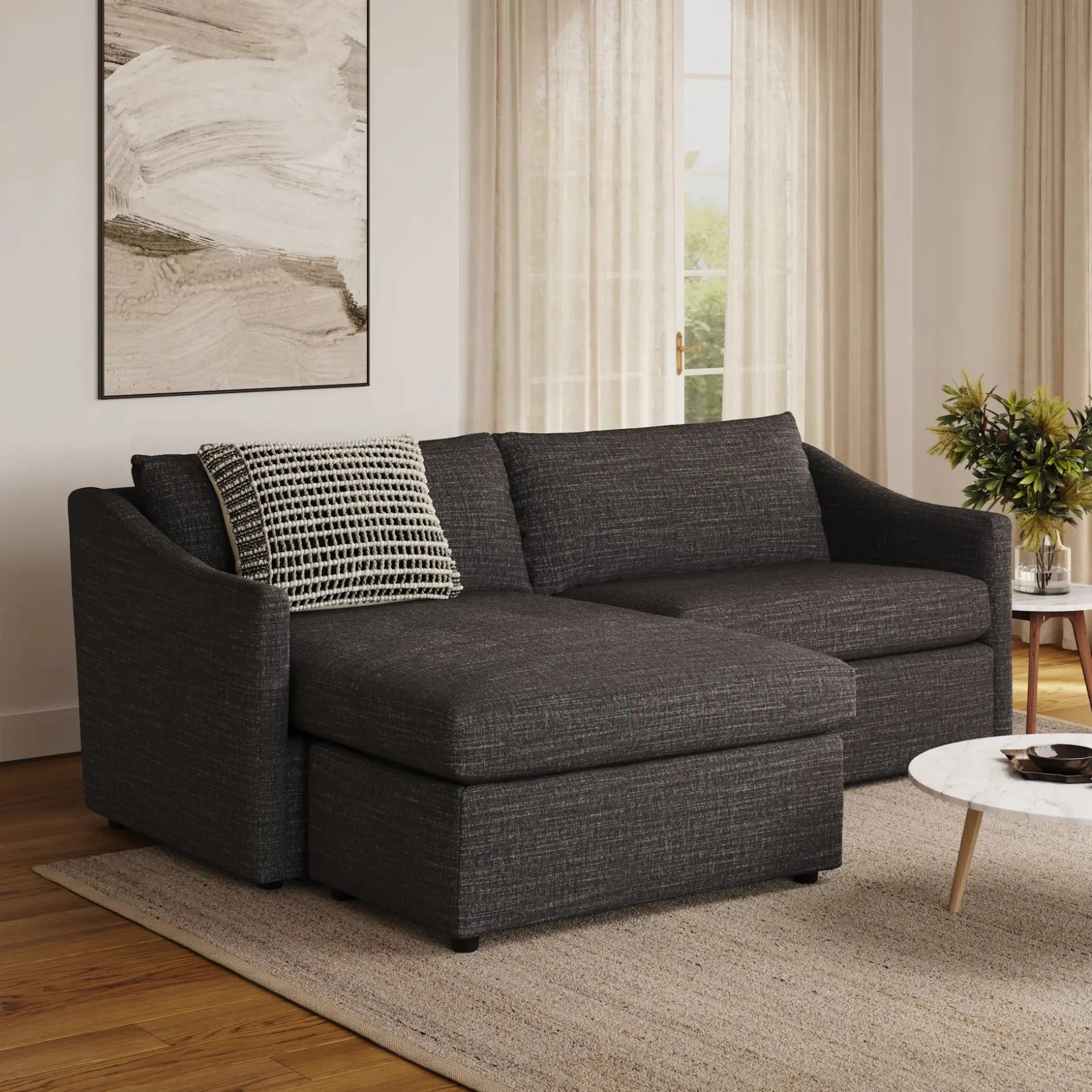 Landry 84.5" Reversible Storage Sectional - Napa Charcoal