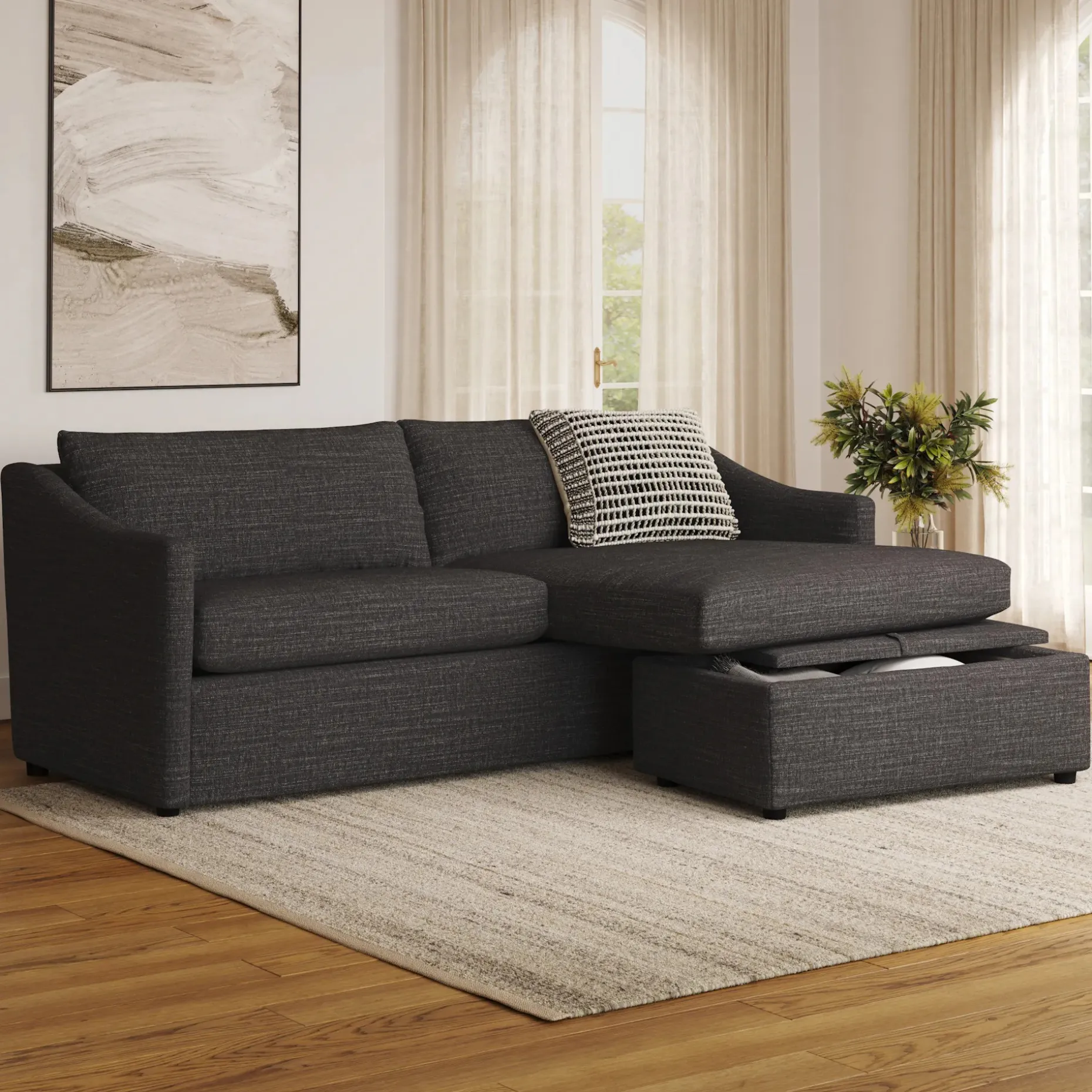 Landry 84.5" Reversible Storage Sectional - Napa Charcoal