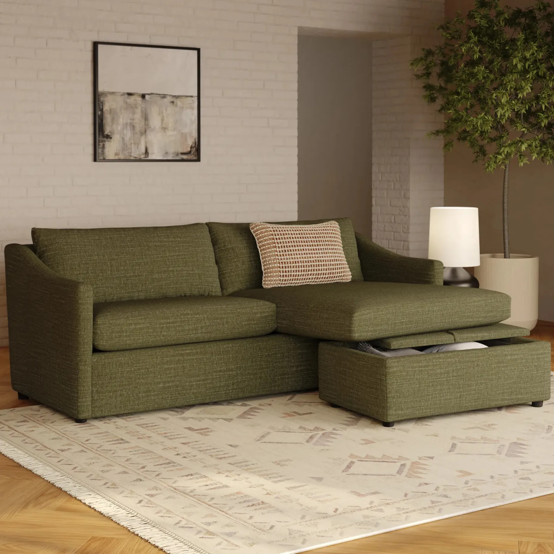 Landry 84.5" Reversible Storage Sectional - Napa Moss