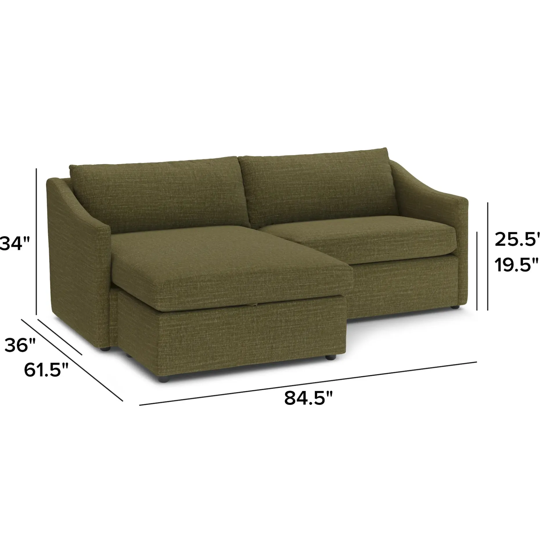 Landry 84.5" Reversible Storage Sectional - Napa Moss
