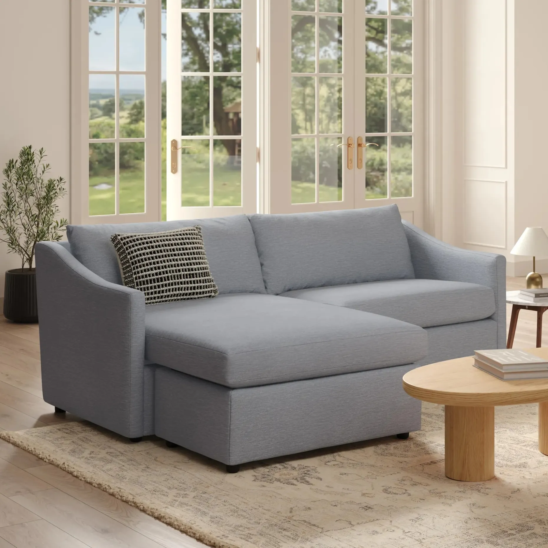 Landry 84.5" Reversible Storage Sectional - Silver Light Blue
