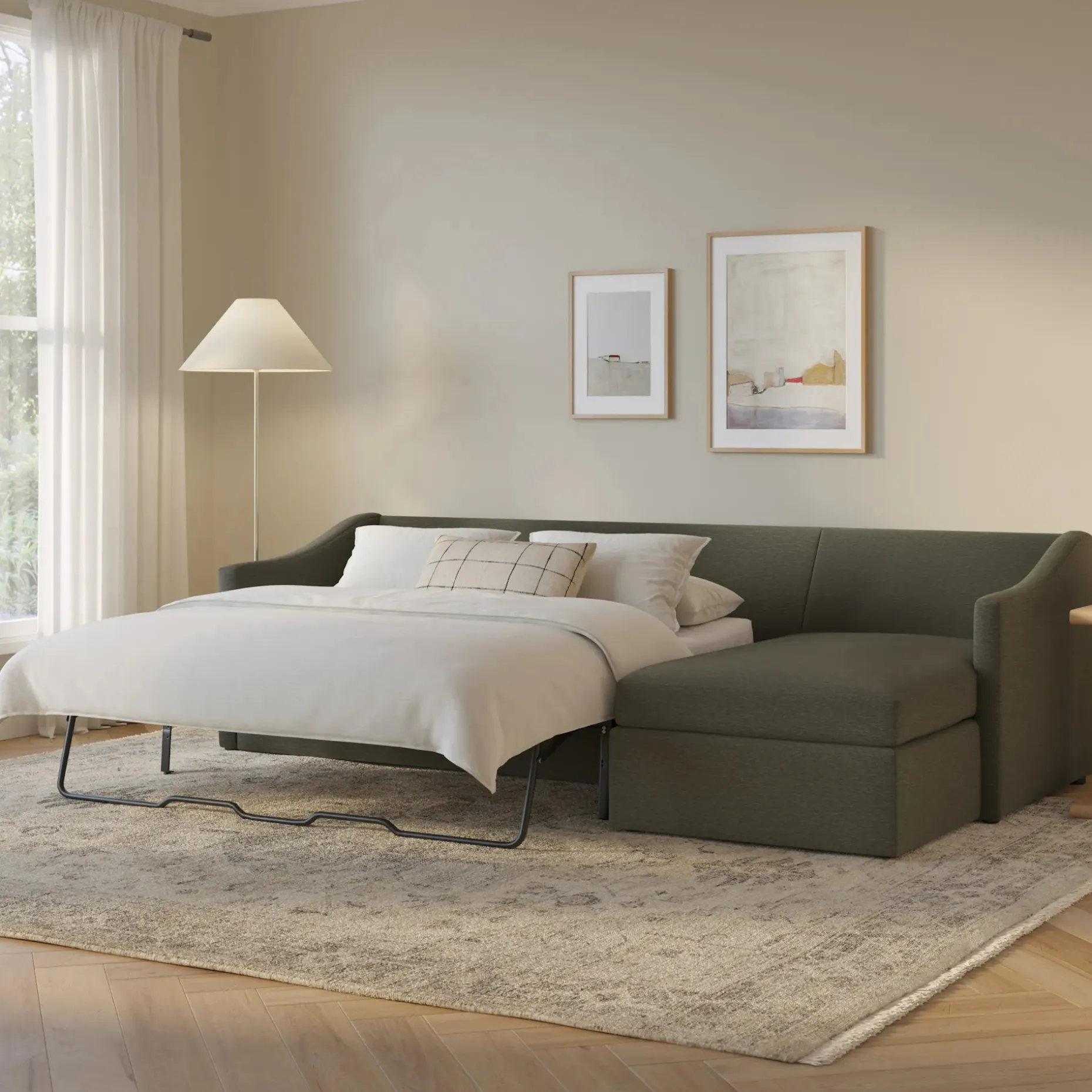 Landry 109" Right Storage Sleeper Sectional - Silver Moss