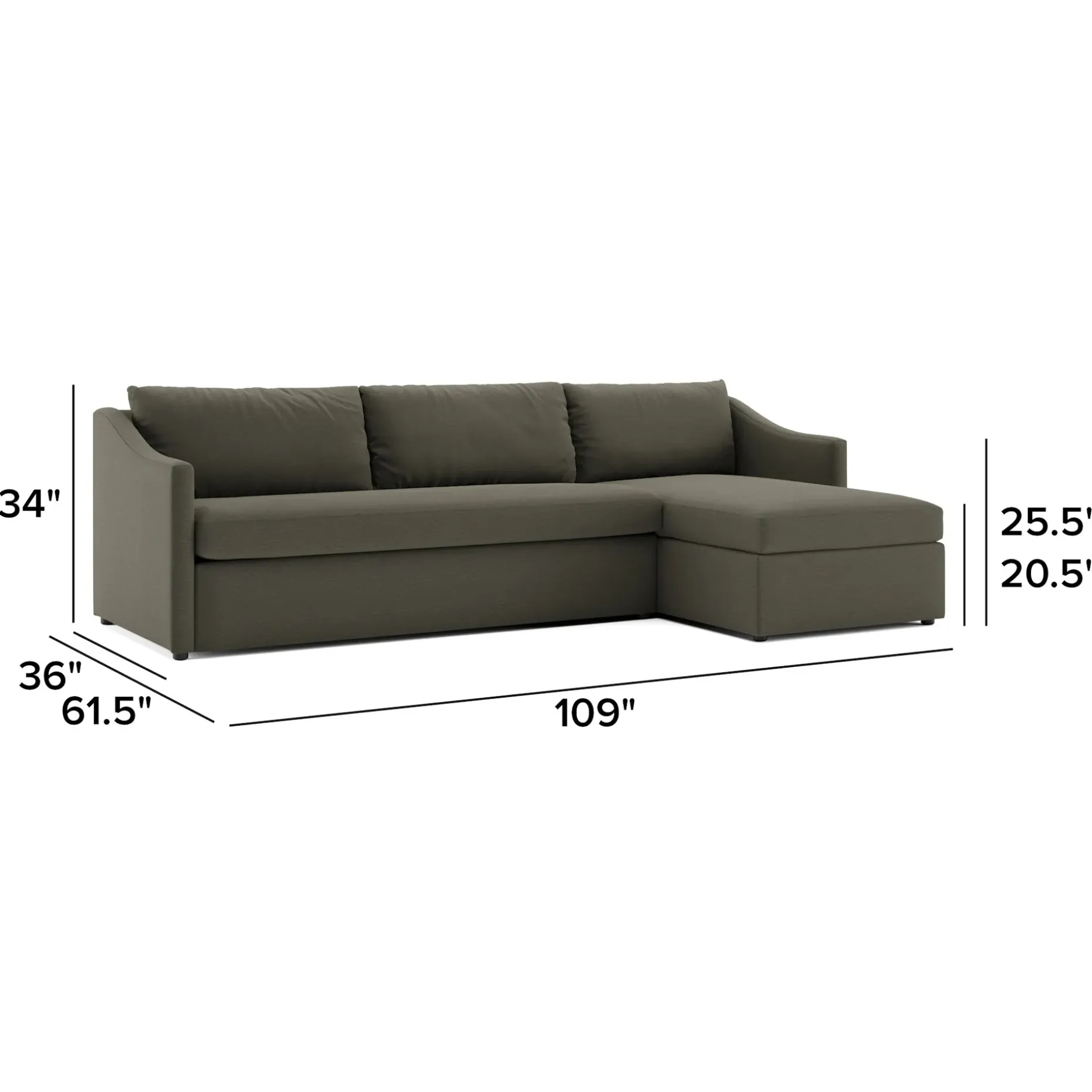 Landry 109" Right Storage Sleeper Sectional - Silver Moss