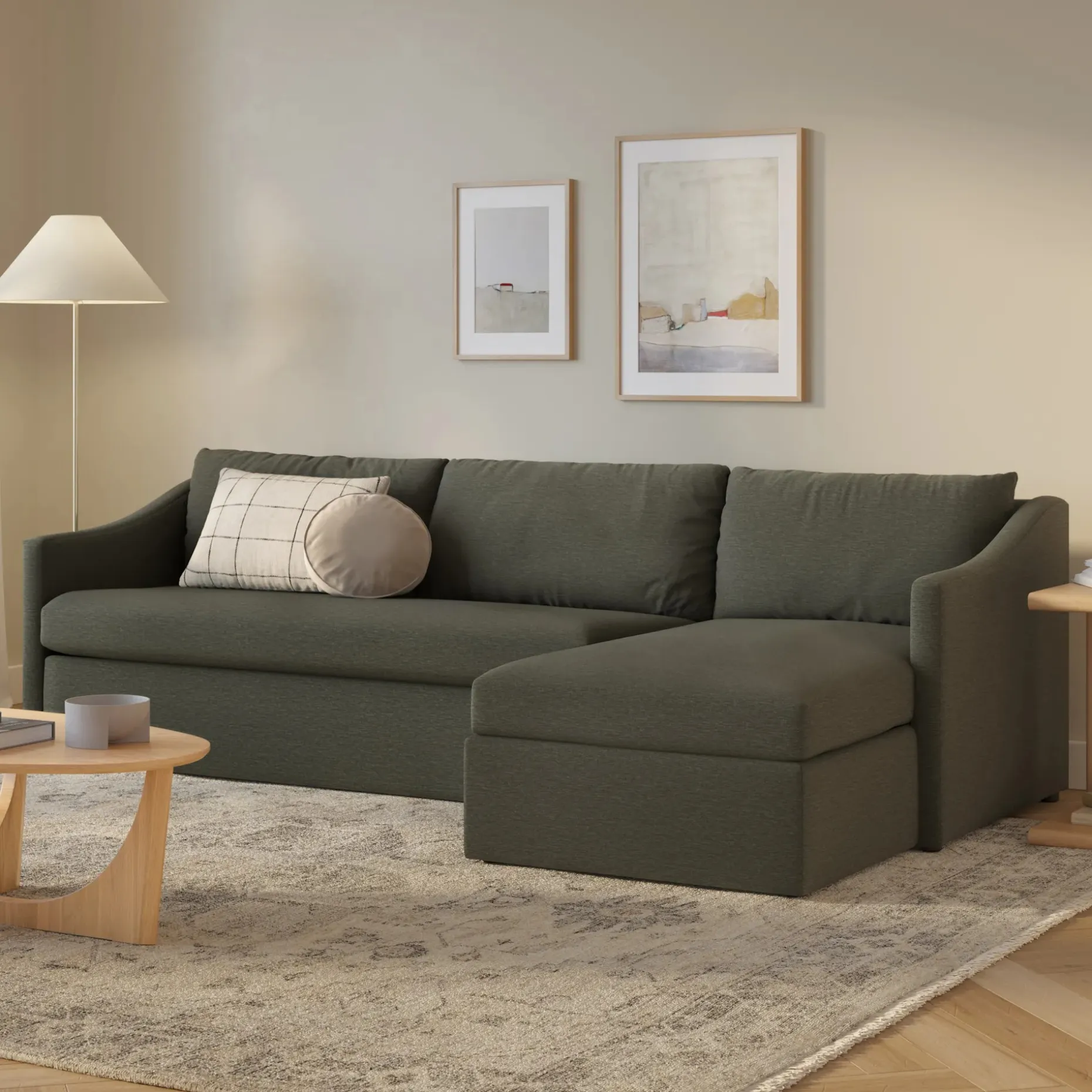 Landry 109" Right Storage Sleeper Sectional - Silver Moss