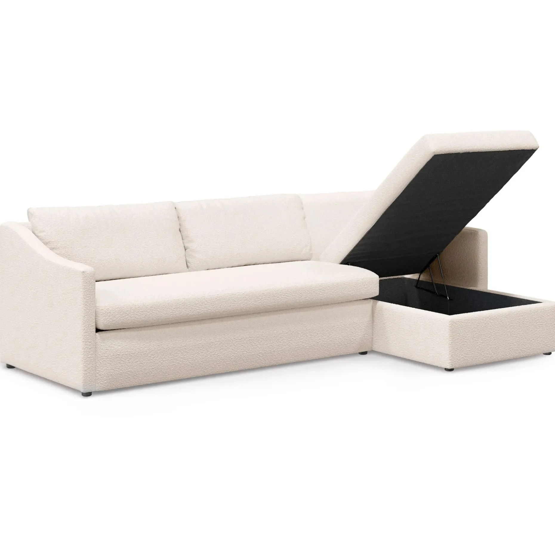 Landry 109" Right Storage Sleeper Sectional - Ivory Wool Bouclé