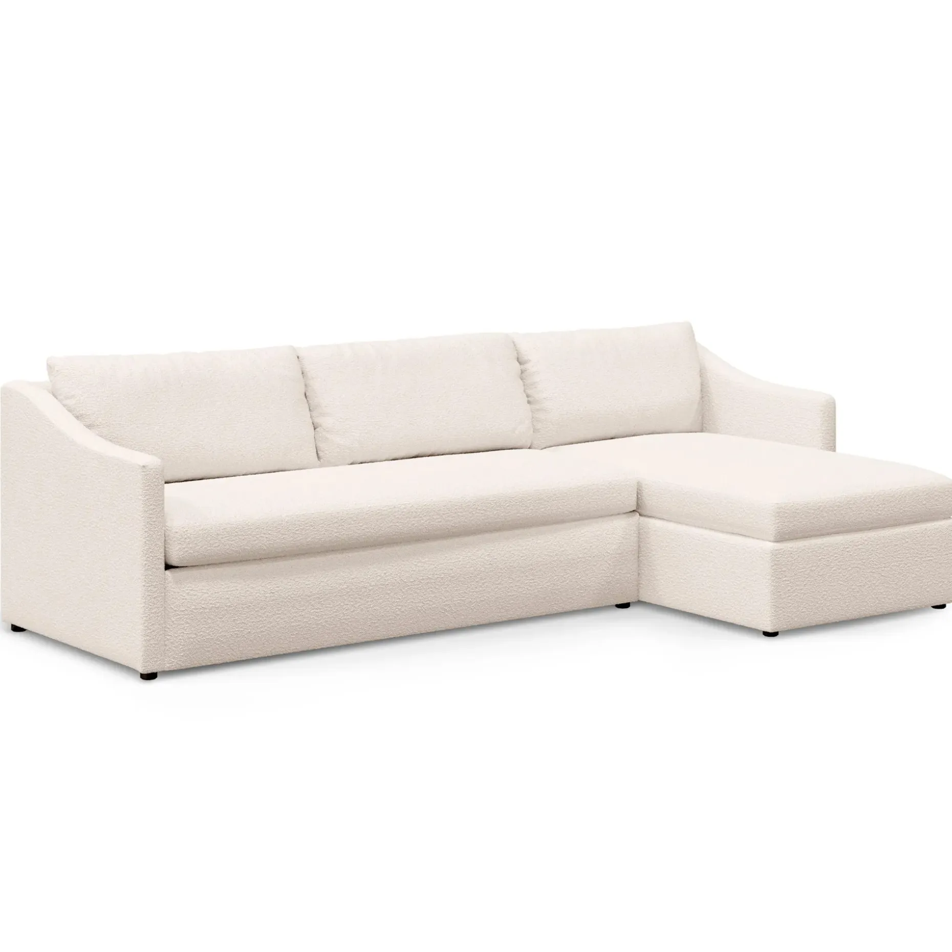 Landry 109" Right Storage Sleeper Sectional - Ivory Wool Bouclé