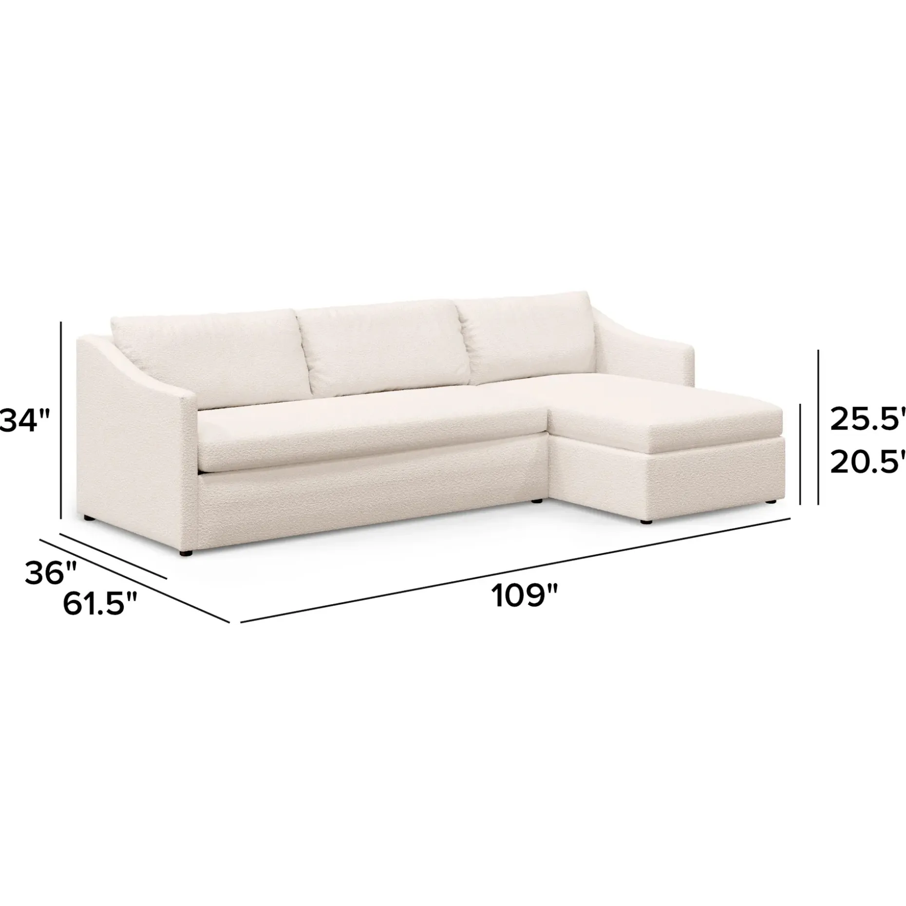 Landry 109" Right Storage Sleeper Sectional - Ivory Wool Bouclé