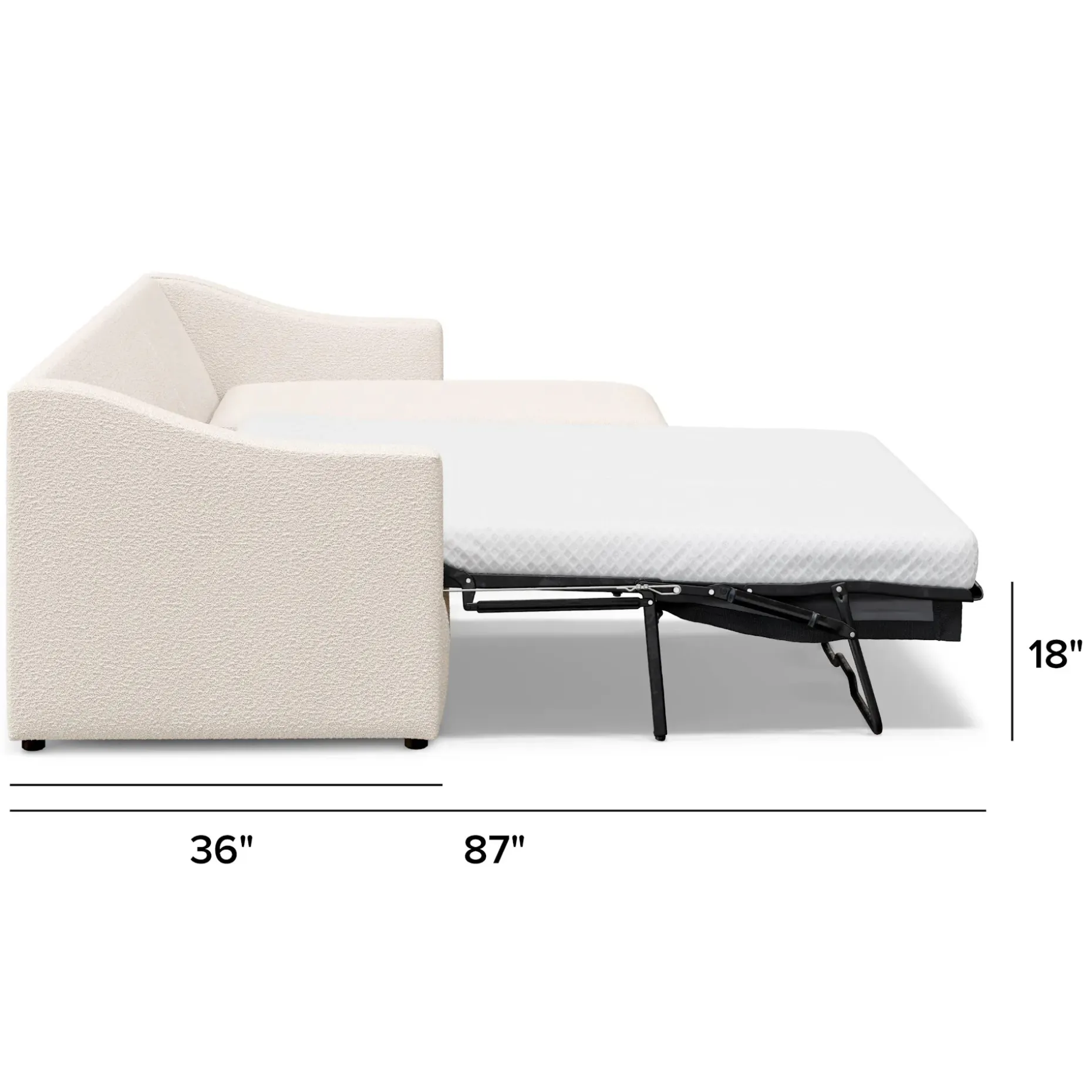 Landry 109" Right Storage Sleeper Sectional - Ivory Wool Bouclé