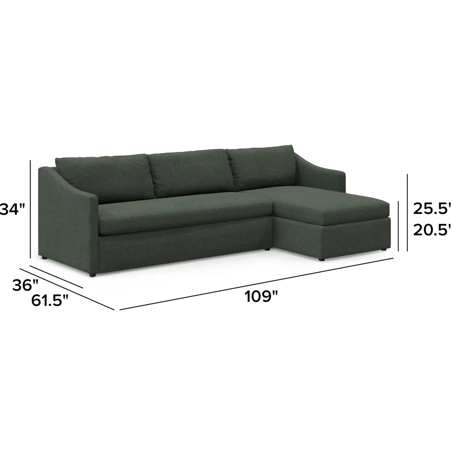Landry 109" Right Storage Sleeper Sectional - Green Wool Bouclé