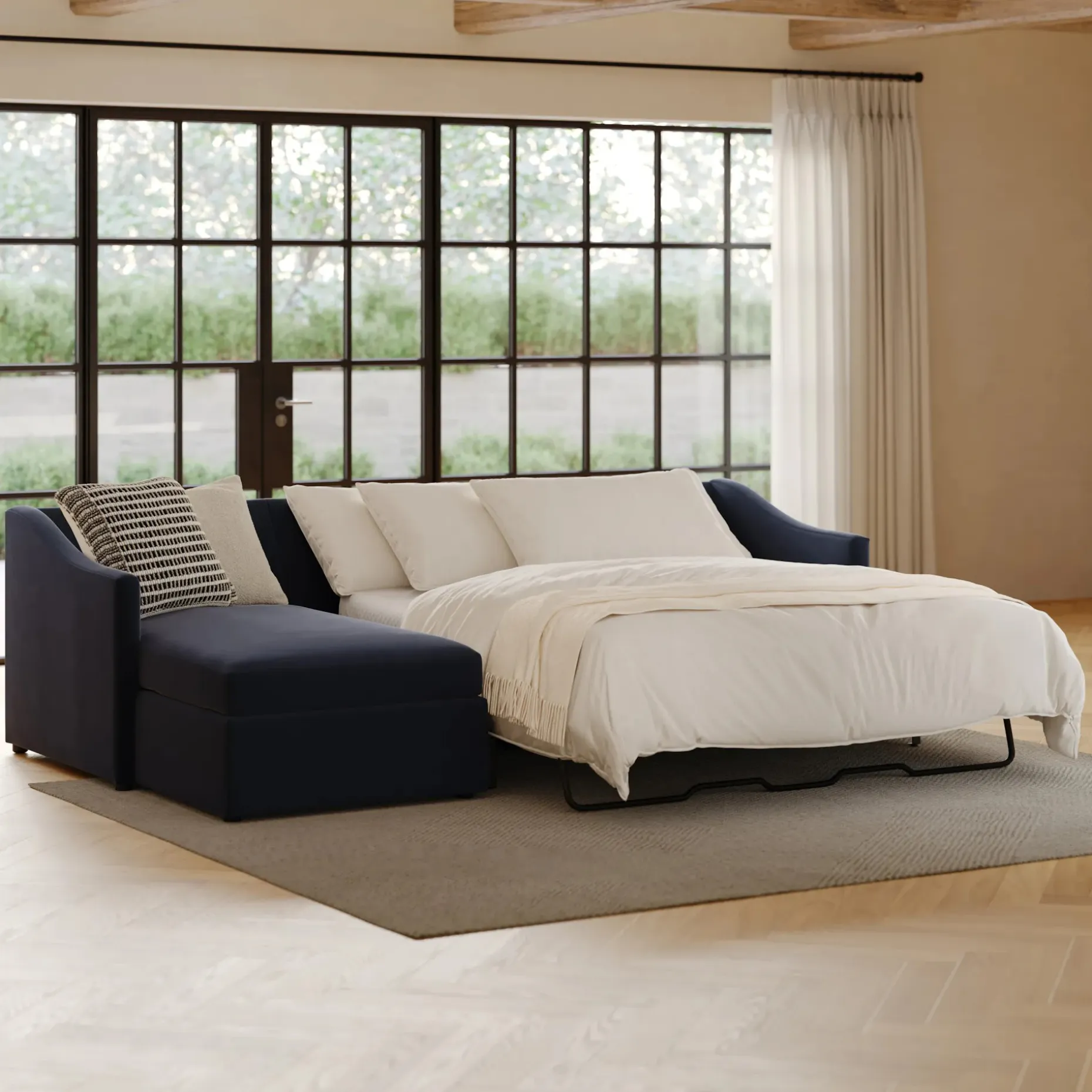 Landry 109" Velvet Left Storage Sleeper Sectional - Hale Ink