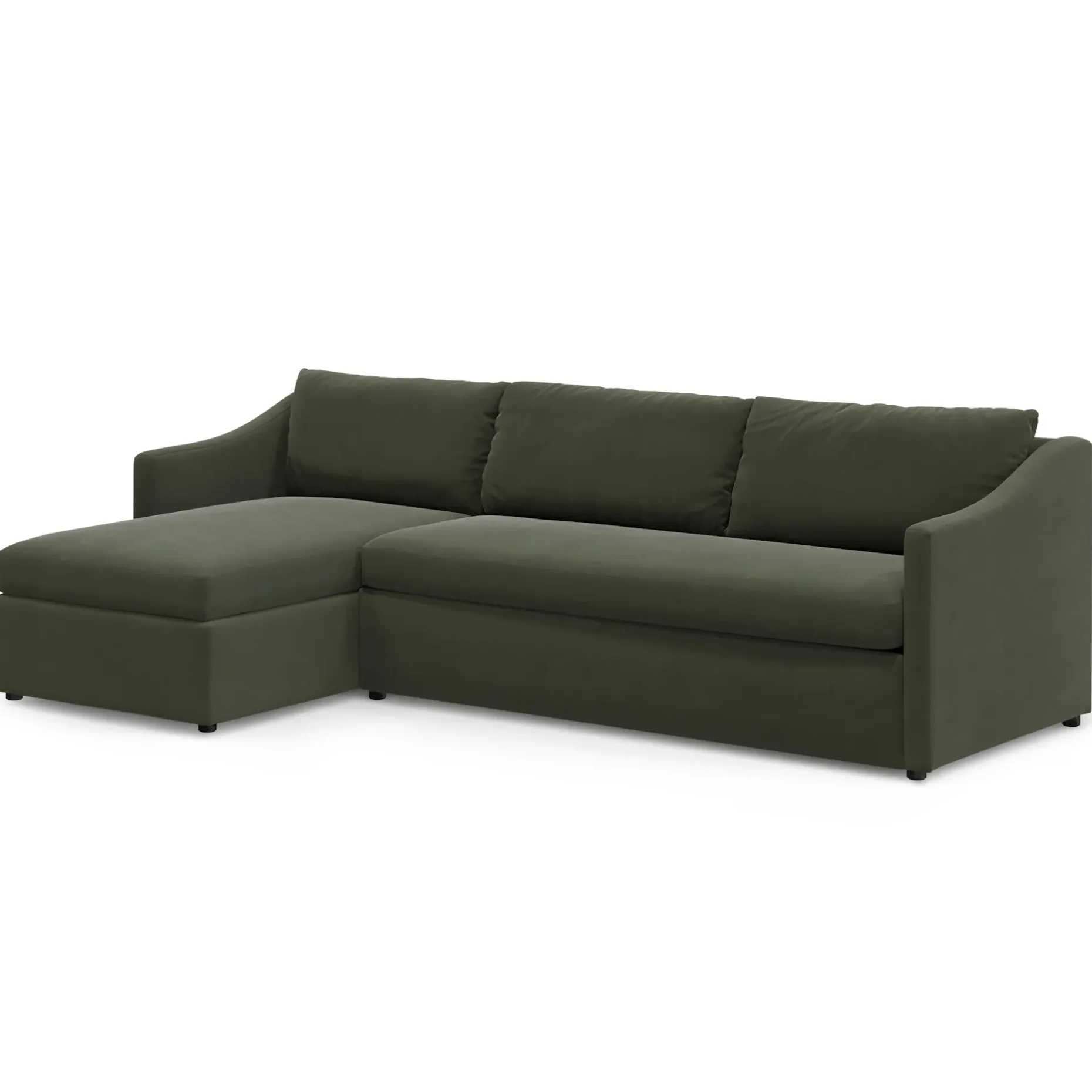 Landry 109" Velvet Left Storage Sleeper Sectional - Hale Fir Green