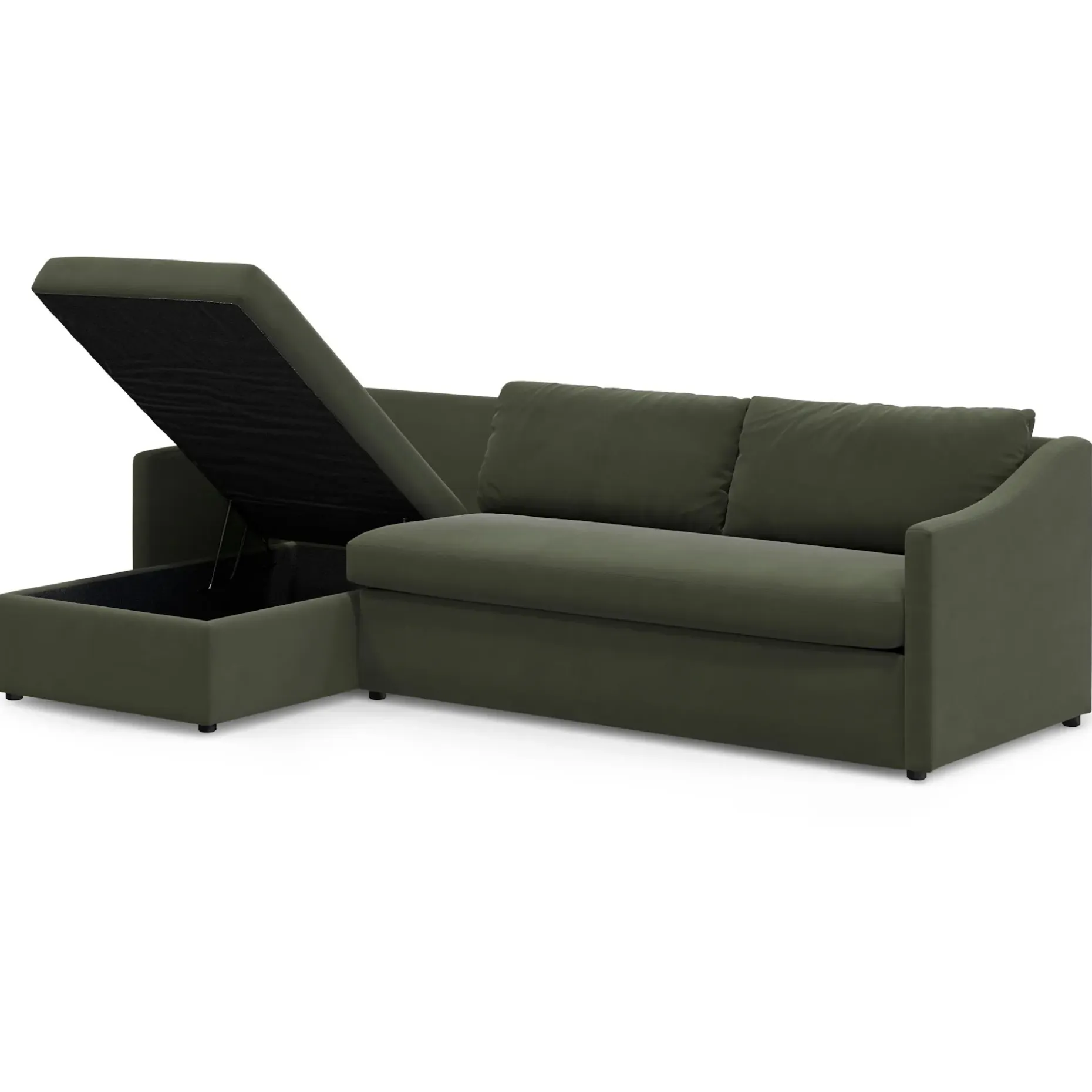 Landry 109" Velvet Left Storage Sleeper Sectional - Hale Fir Green