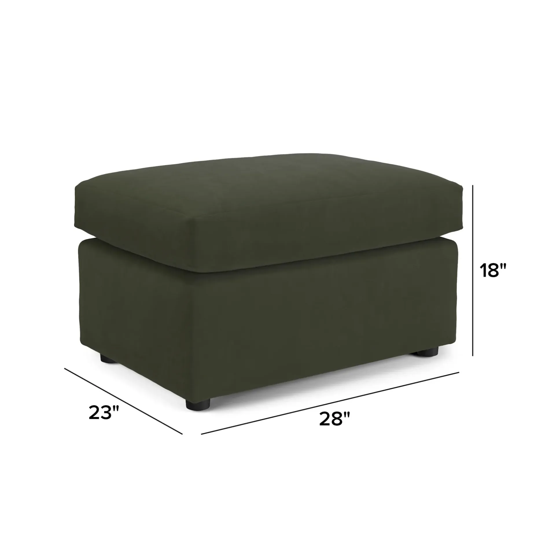 Landry 28" Velvet Ottoman - Hale Fir Green