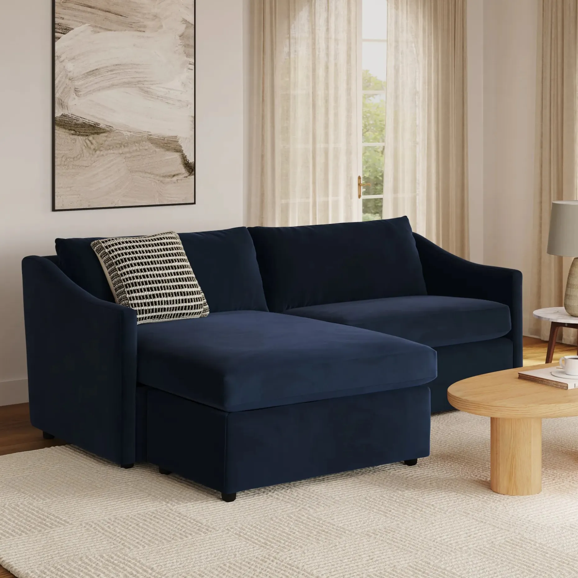 Landry 84.5" Velvet Reversible Storage Sectional - Hale Ink