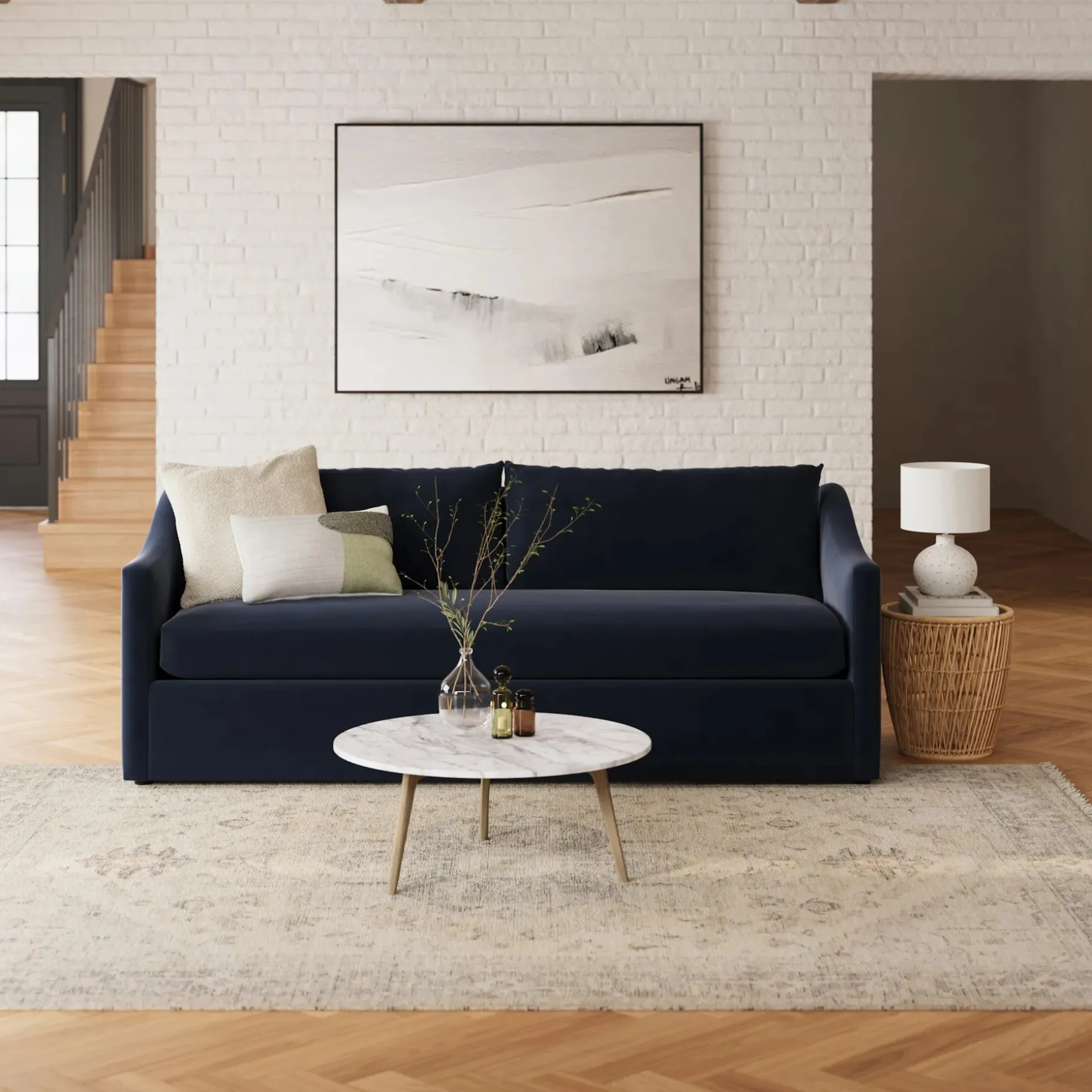Landry 84.5" Velvet Sofa Bed - Hale Ink