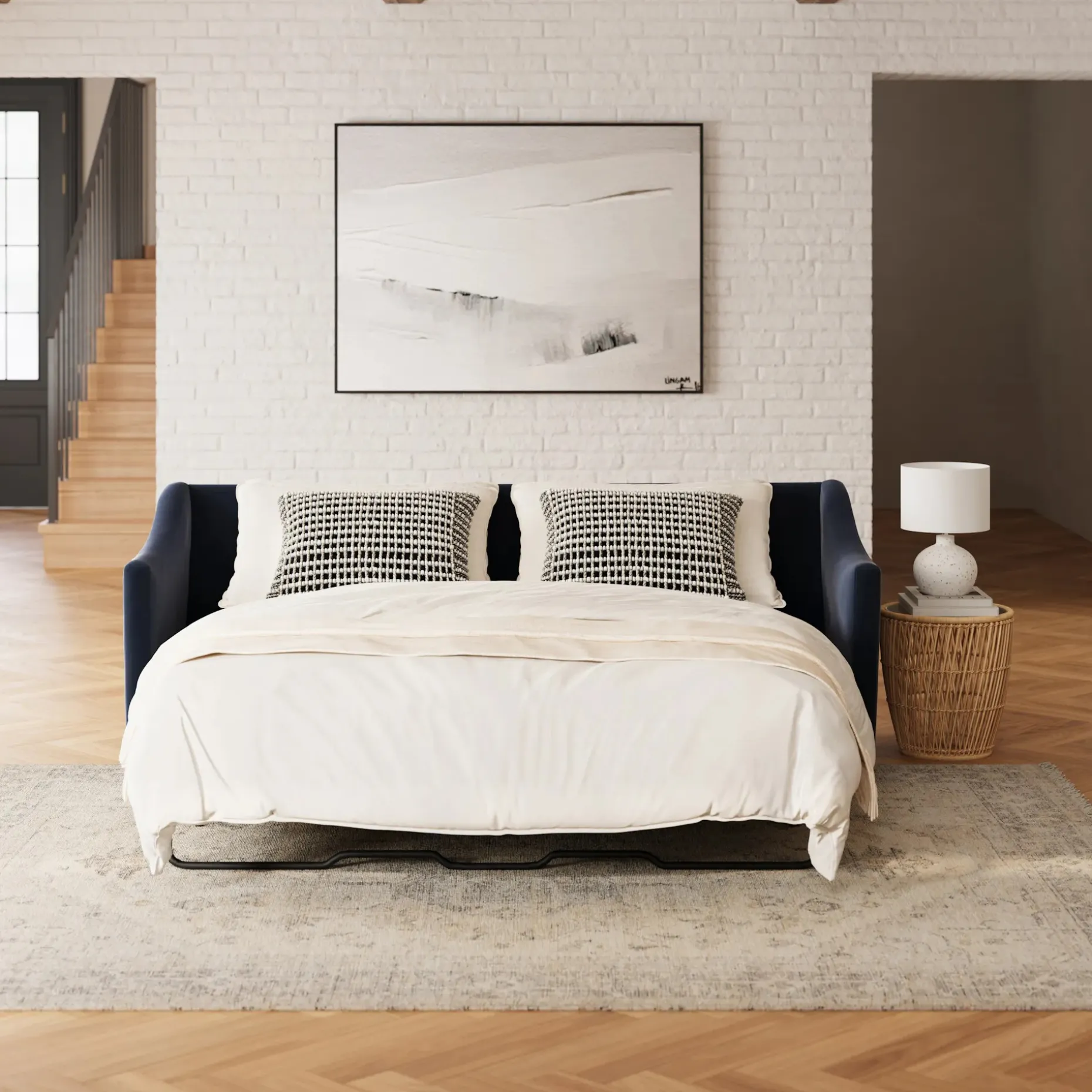 Landry 84.5" Velvet Sofa Bed - Hale Ink