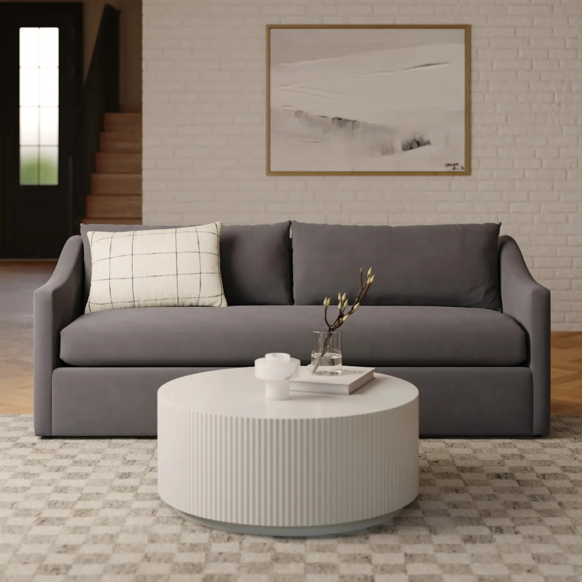 Landry 84.5" Velvet Sofa Bed - Hale Warm Gray