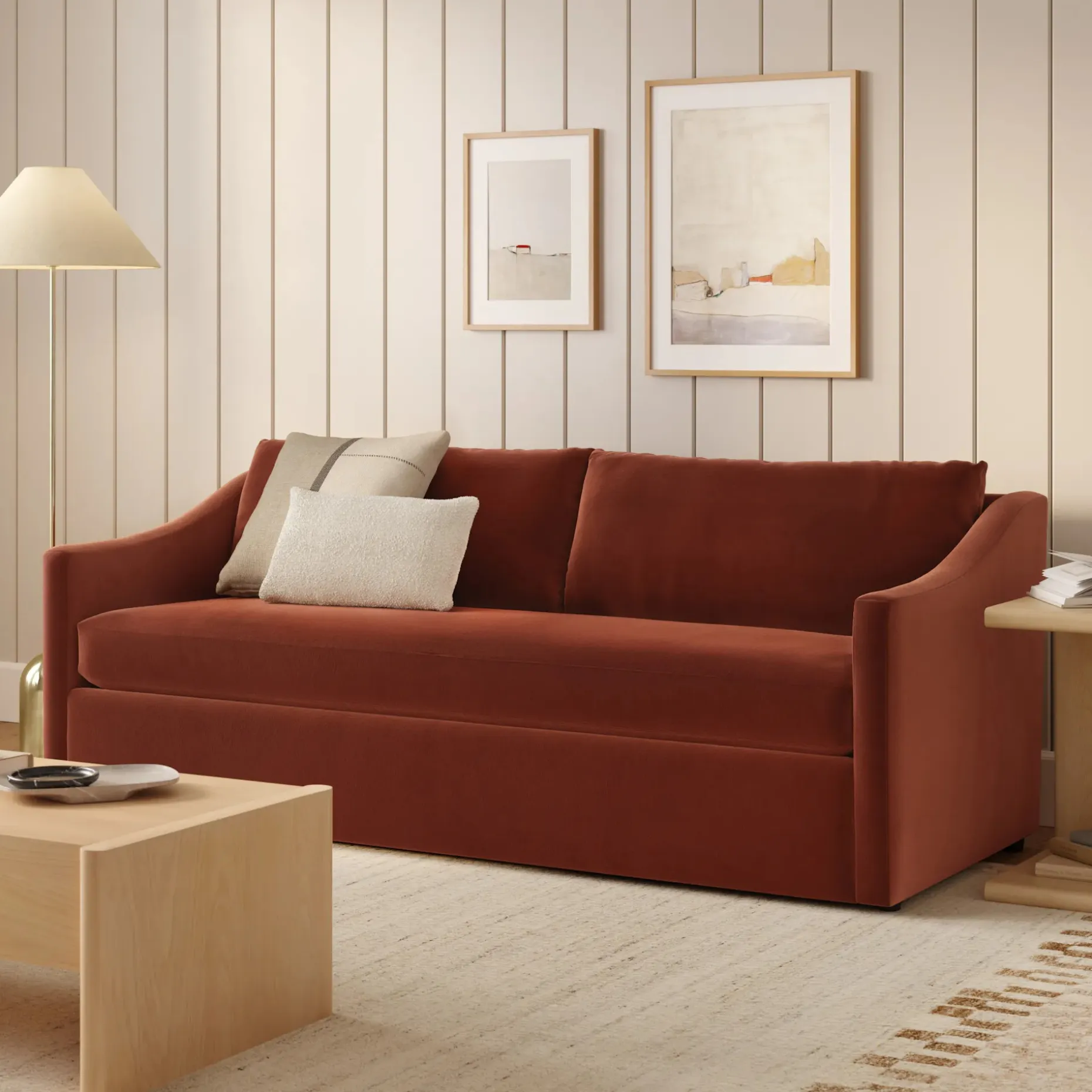 Landry 84.5" Velvet Sofa - Hale Rust