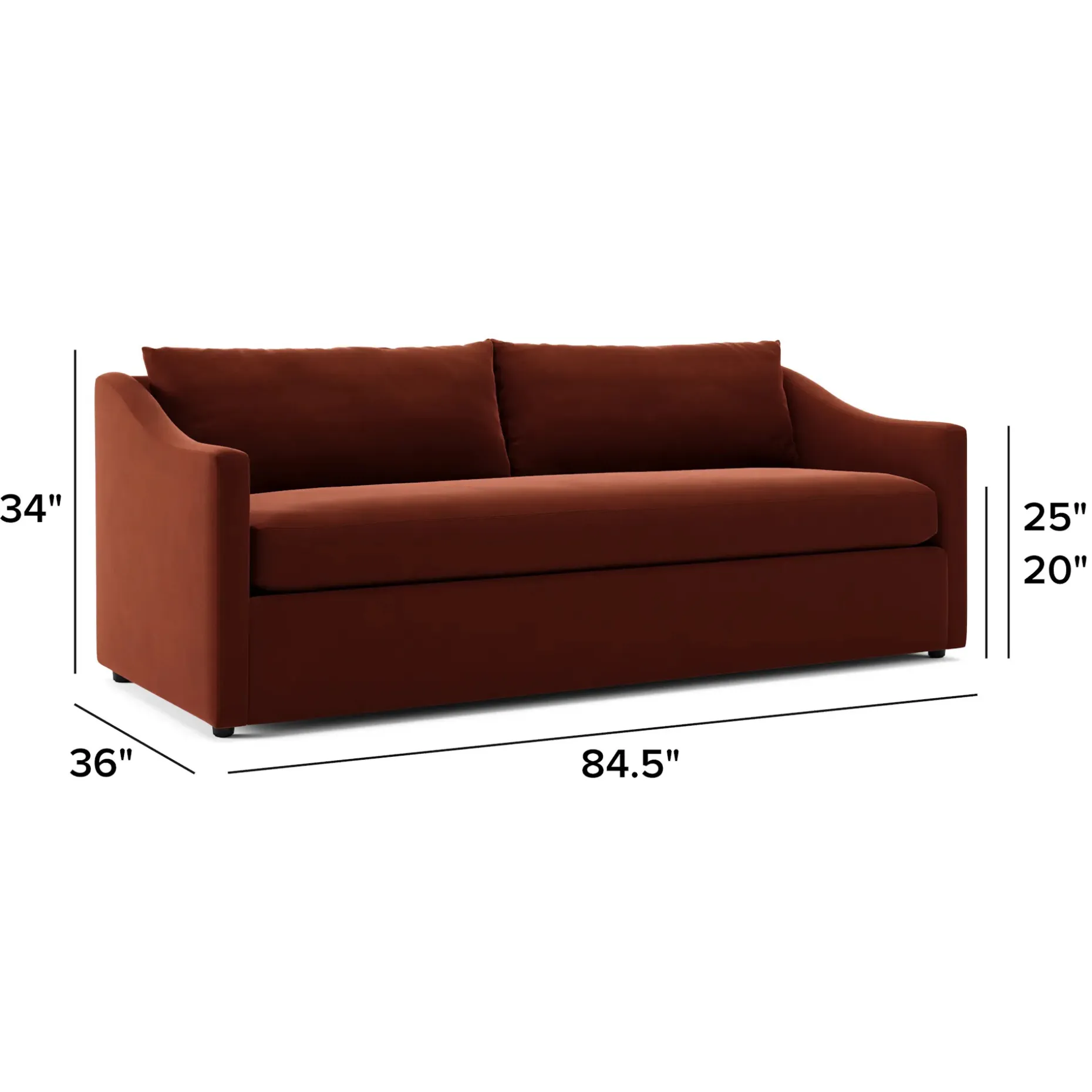 Landry 84.5" Velvet Sofa - Hale Rust